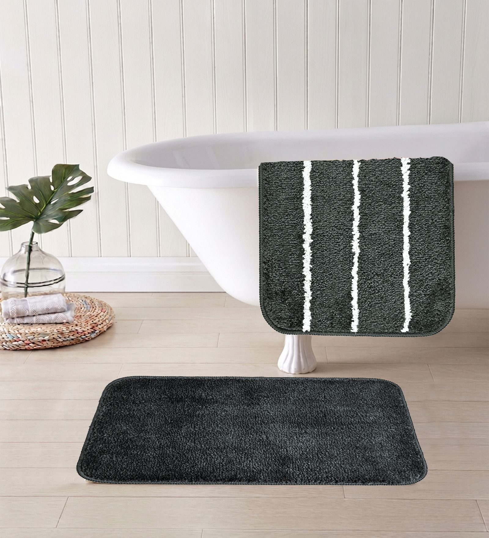 Multicolor Microfiber 15X23 Inches Anti-Skid Bath Mat Set Of 2