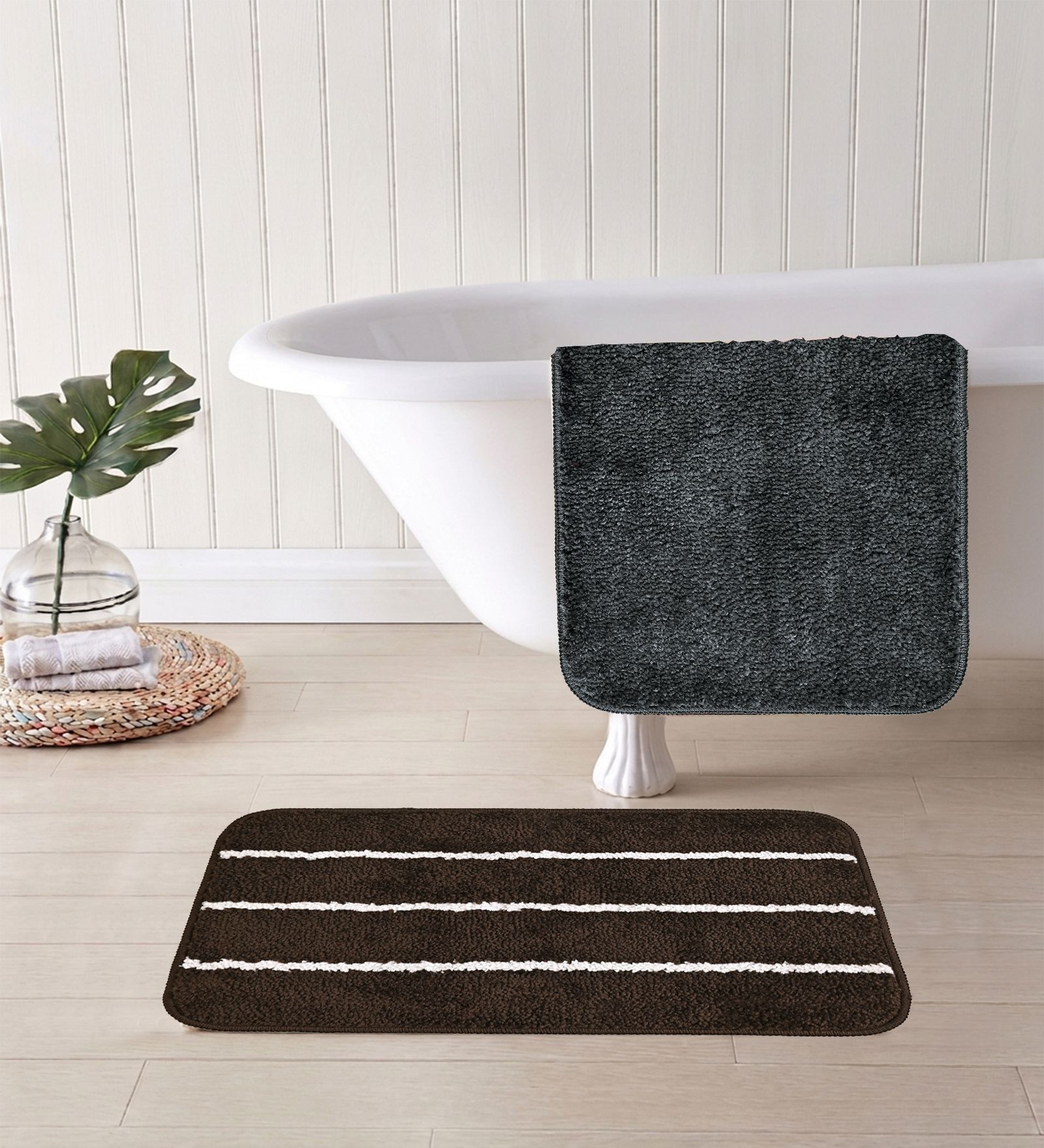 Multicolor Microfiber 15X23 Inches Anti-Skid Bath Mat Set Of 2