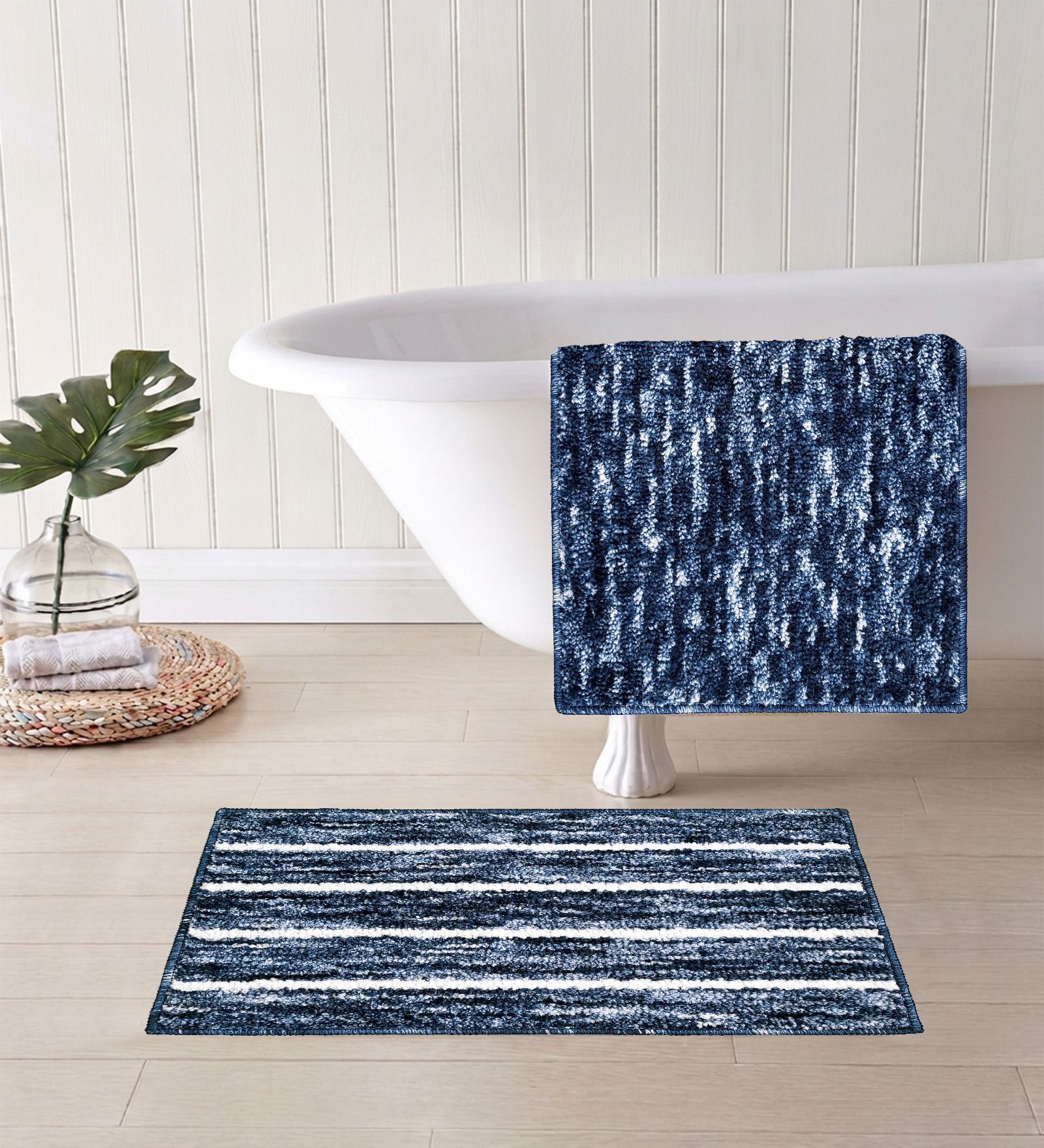 Multicolor Microfiber 15X23 Inches Anti-Skid Bath Mat Set Of 2
