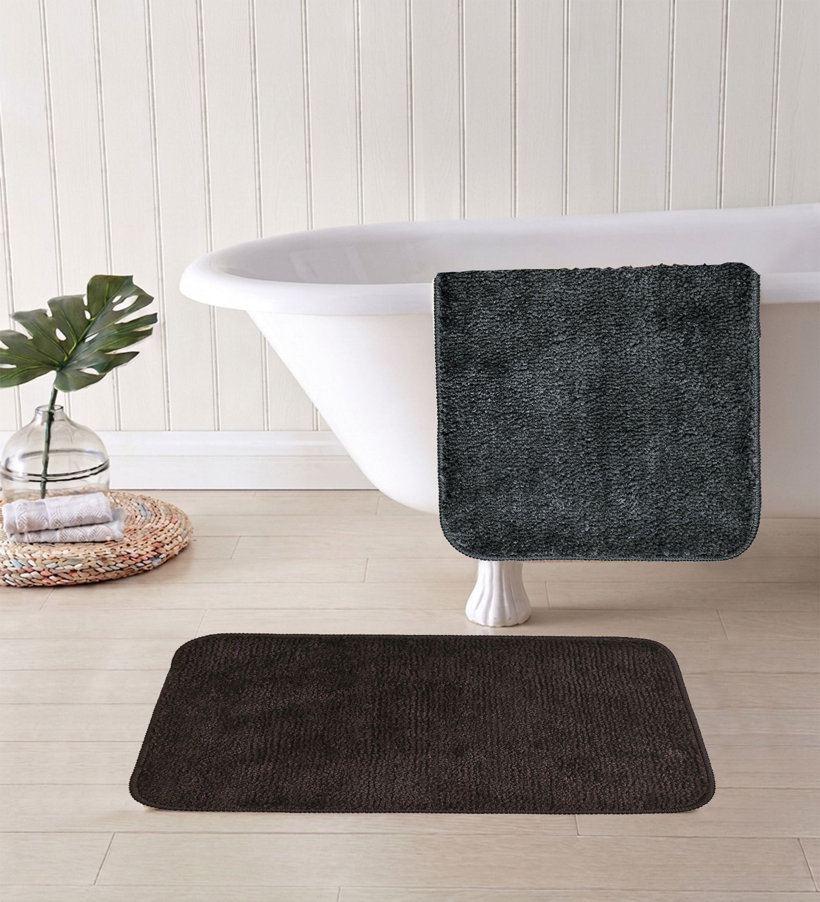 Multicolor Microfiber 15X23 Inches Anti-Skid Bath Mat Set Of 2