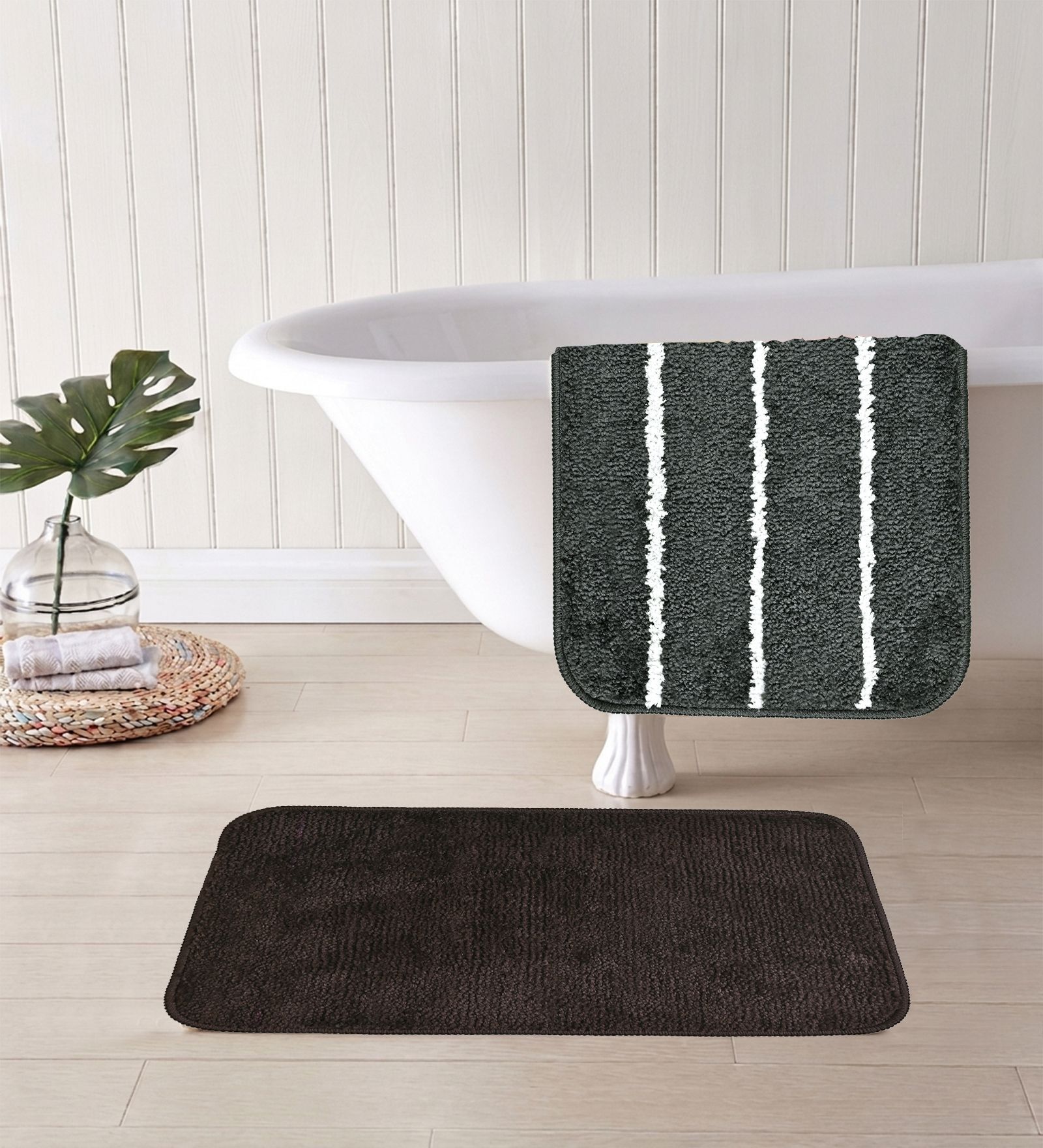 Multicolor Microfiber 15X23 Inches Anti-Skid Bath Mat Set Of 2