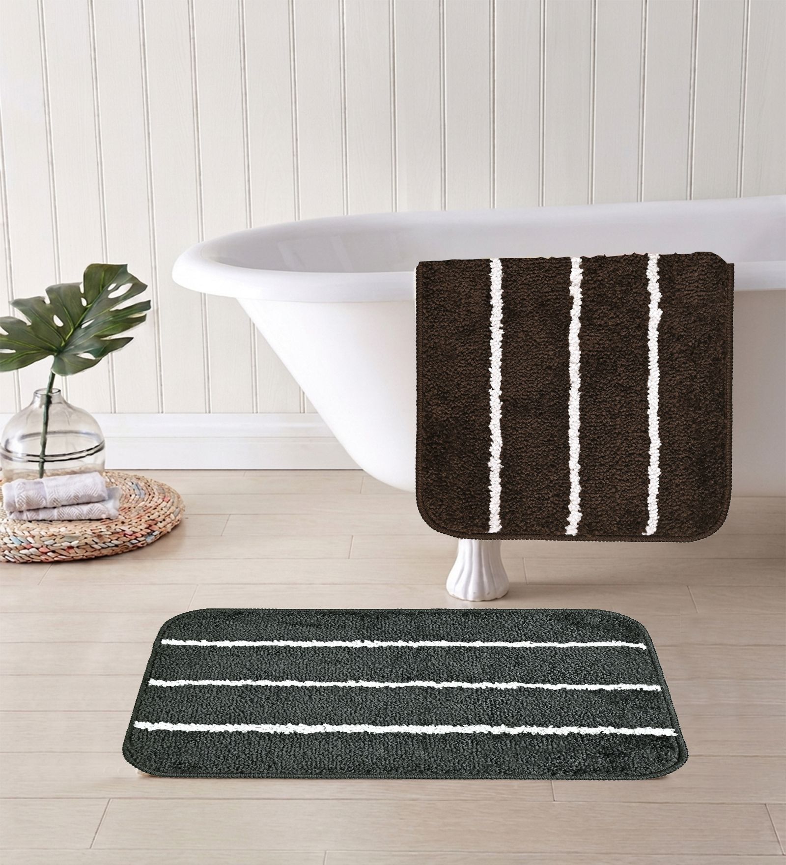 Multicolor Microfiber 15X23 Inches Anti-Skid Bath Mat Set Of 2