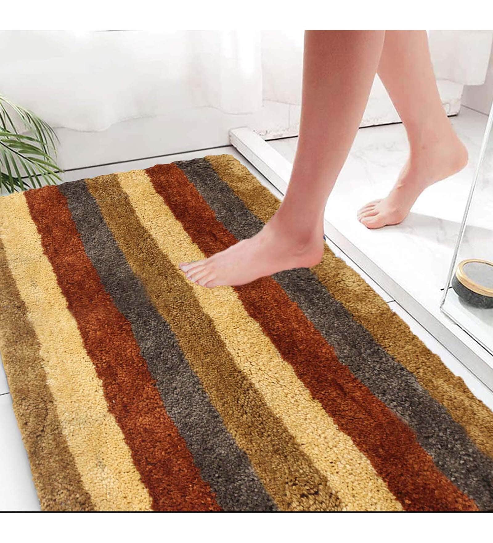 Multicolor Microfibre 24 x 60 Inches Machine Made Floor Runner