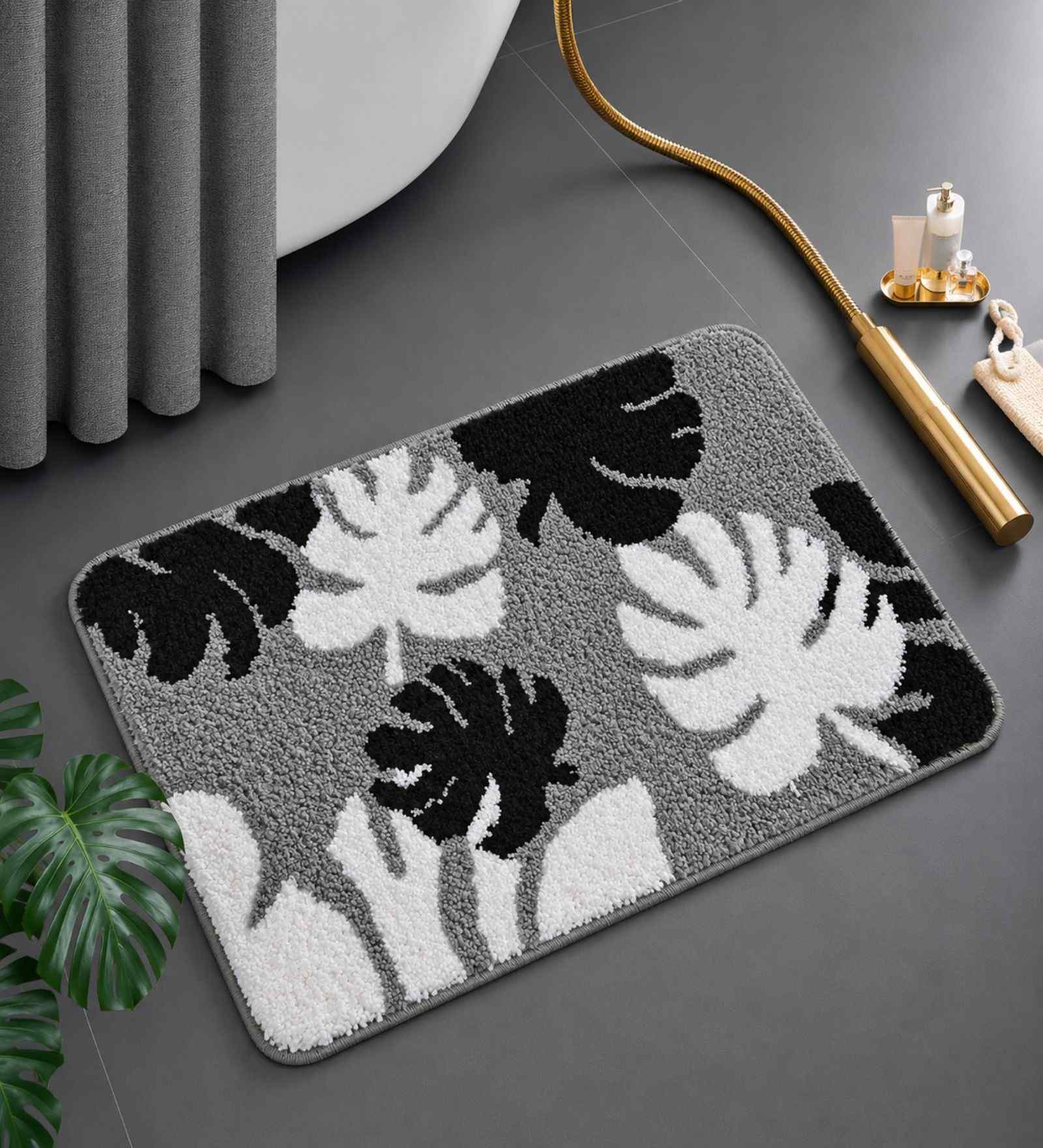 Multicolor Floral Microfibre 24X16 Inches Anti-Skid Bath Mat