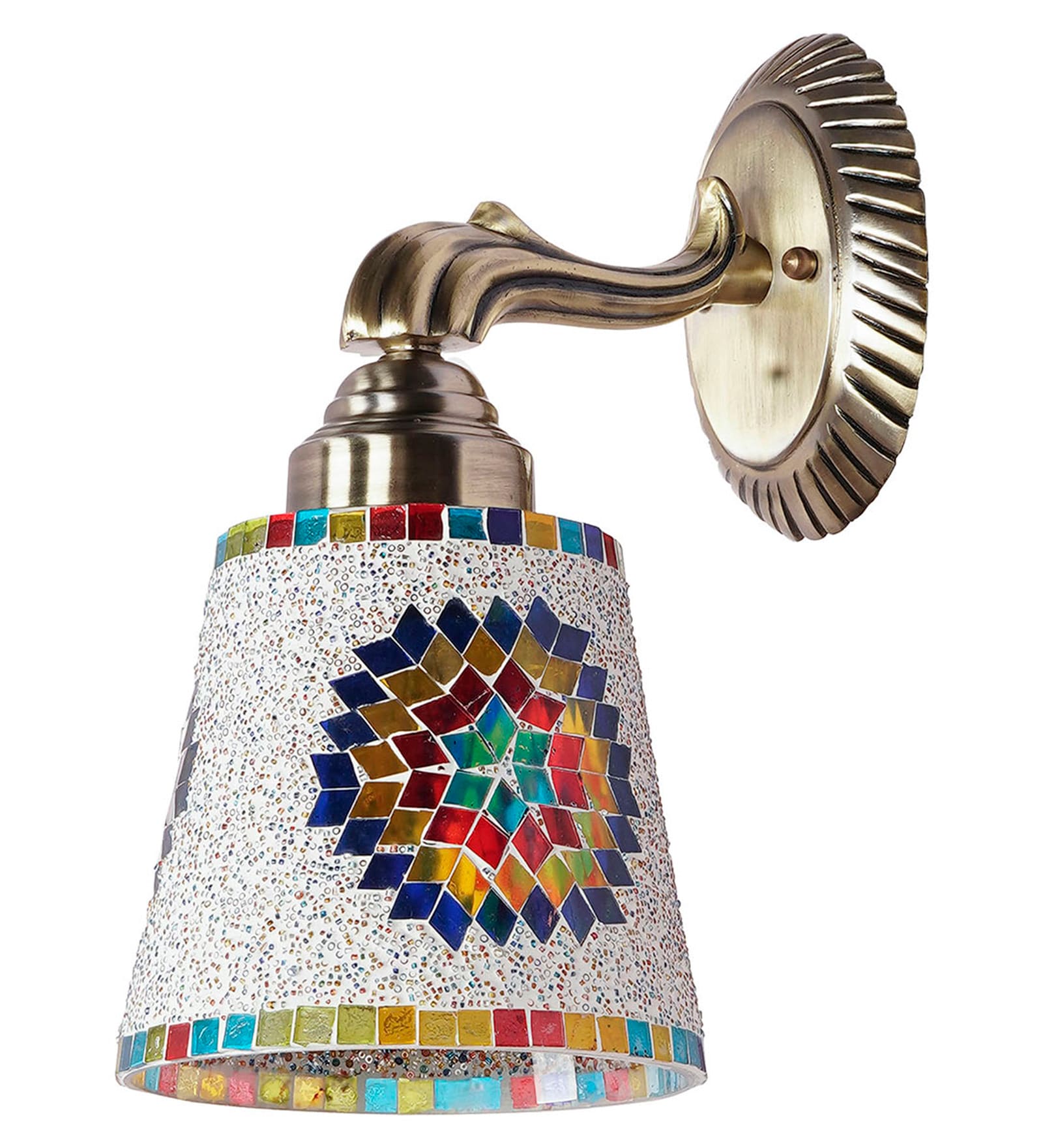 Multicolor Mosaic Glass Wall Sconce with Star Pattern
