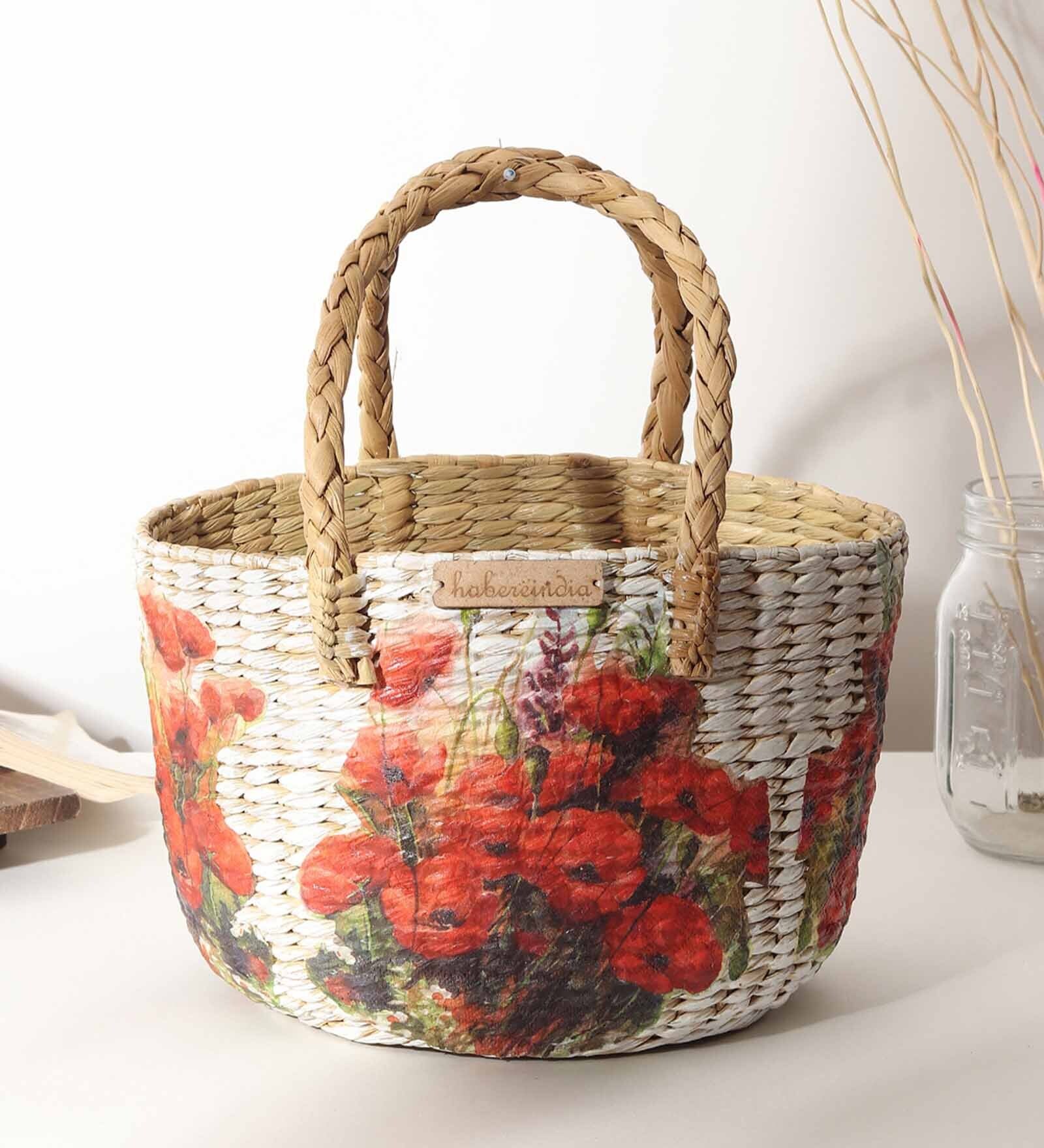 Multicolor Natural Fibre Hamper Fruit Basket
