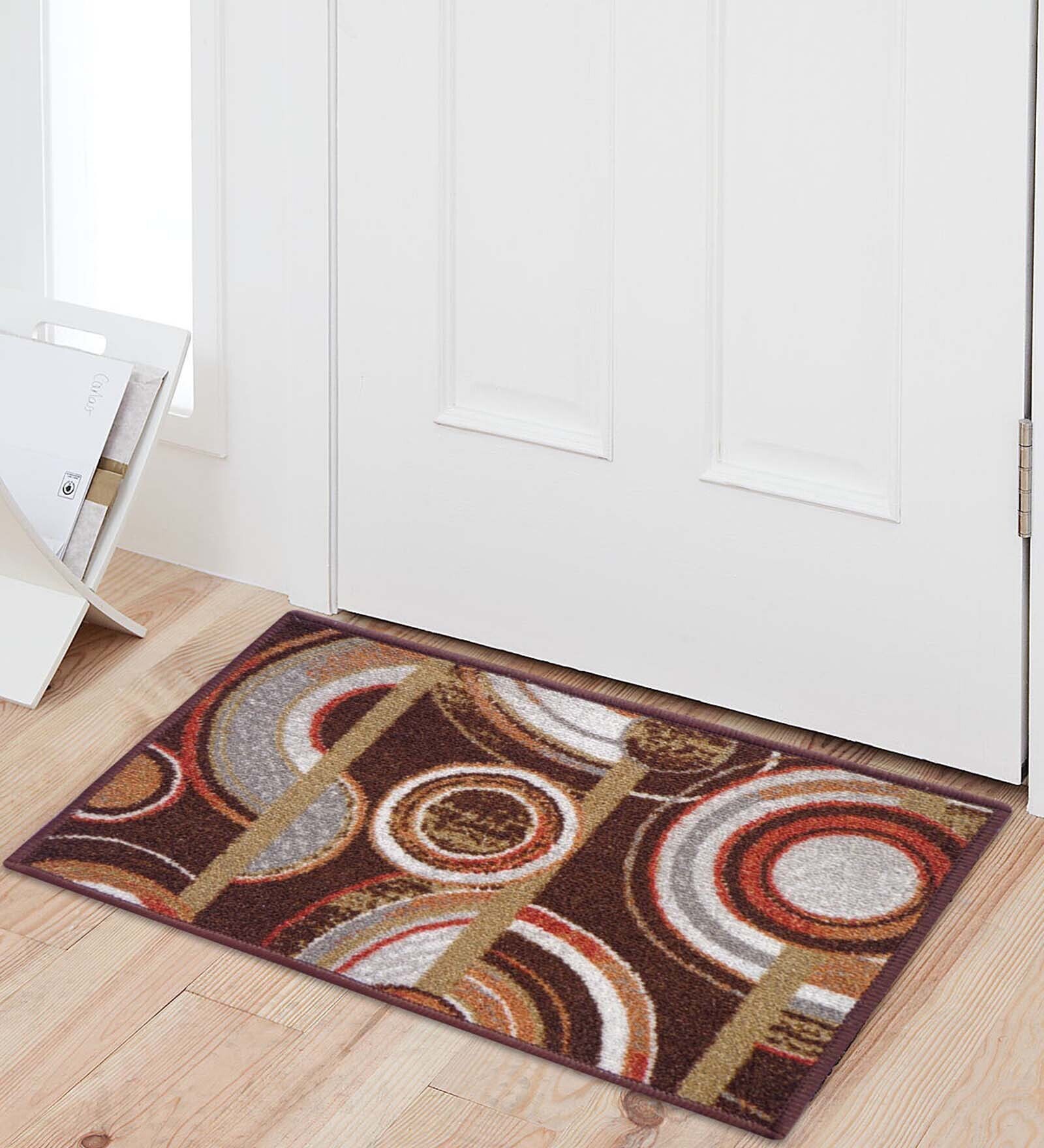 Multicolor Abstract Polyester 15 x 23 Inches Anti Skid Door Mat