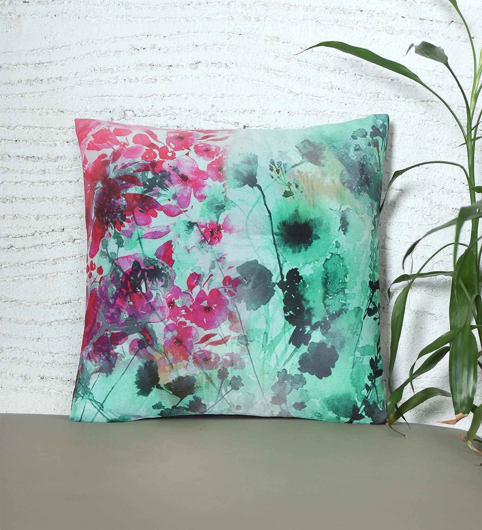 Multicolor Poly Cotton Floral 16x16 inches Cushion Covers (1pc)