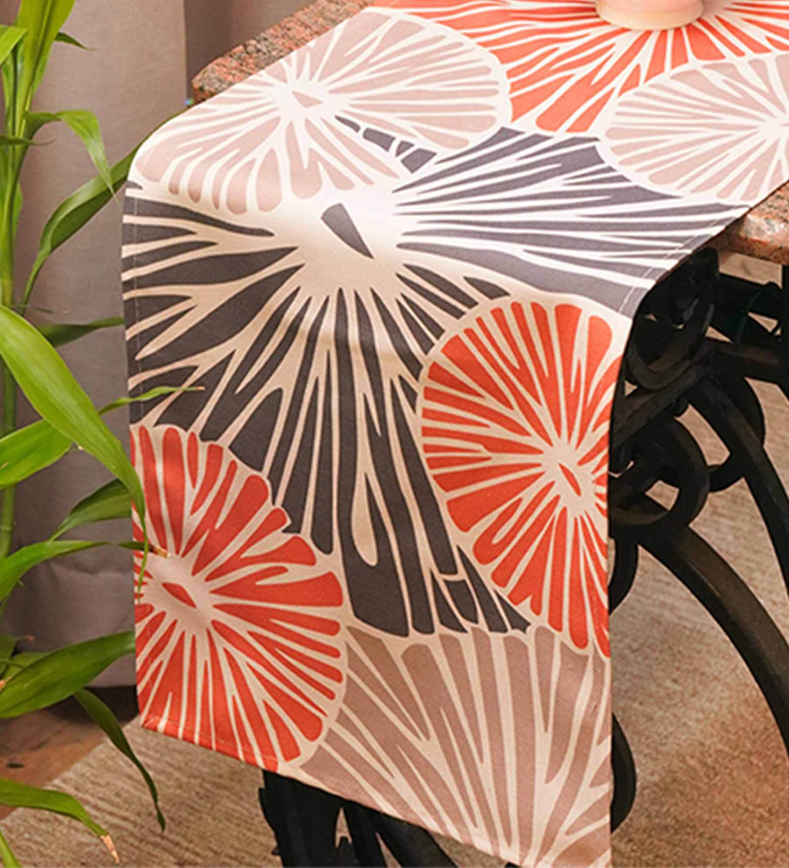 Kismet  (12x84) Grey & Orange Polycanvas Table Runner