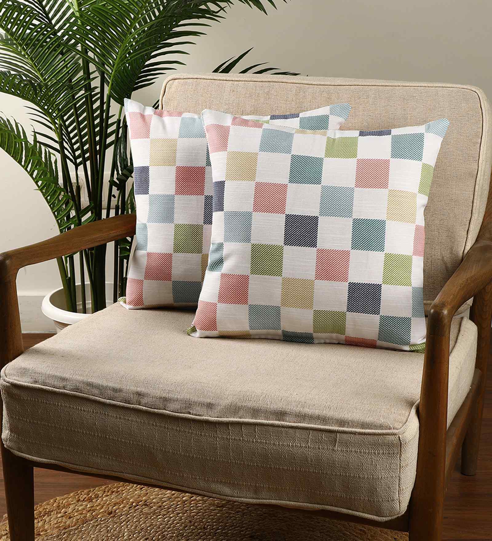 Multicolor Polyester  Printed 16x16 inches  Cushion Covers   Set of 2
