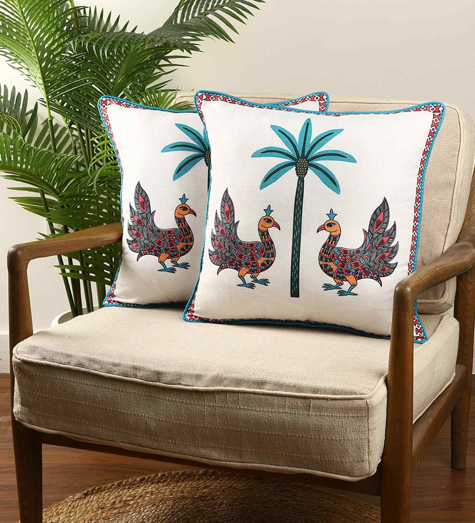 Multicolor Polyester  Printed 16x16 inches  Cushion Covers   Set of 2