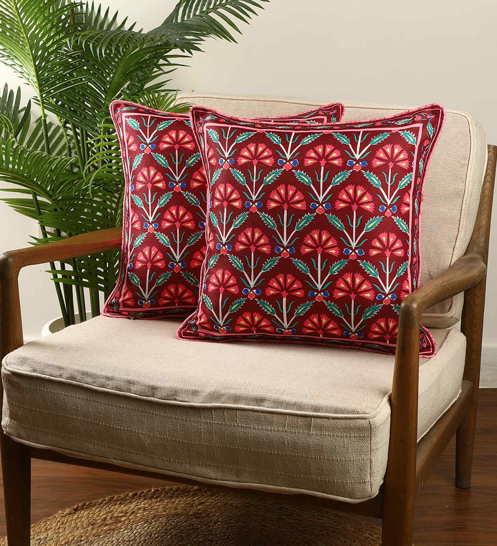 Multicolor Polyester  Printed 16x16 inches  Cushion Covers   Set of 2
