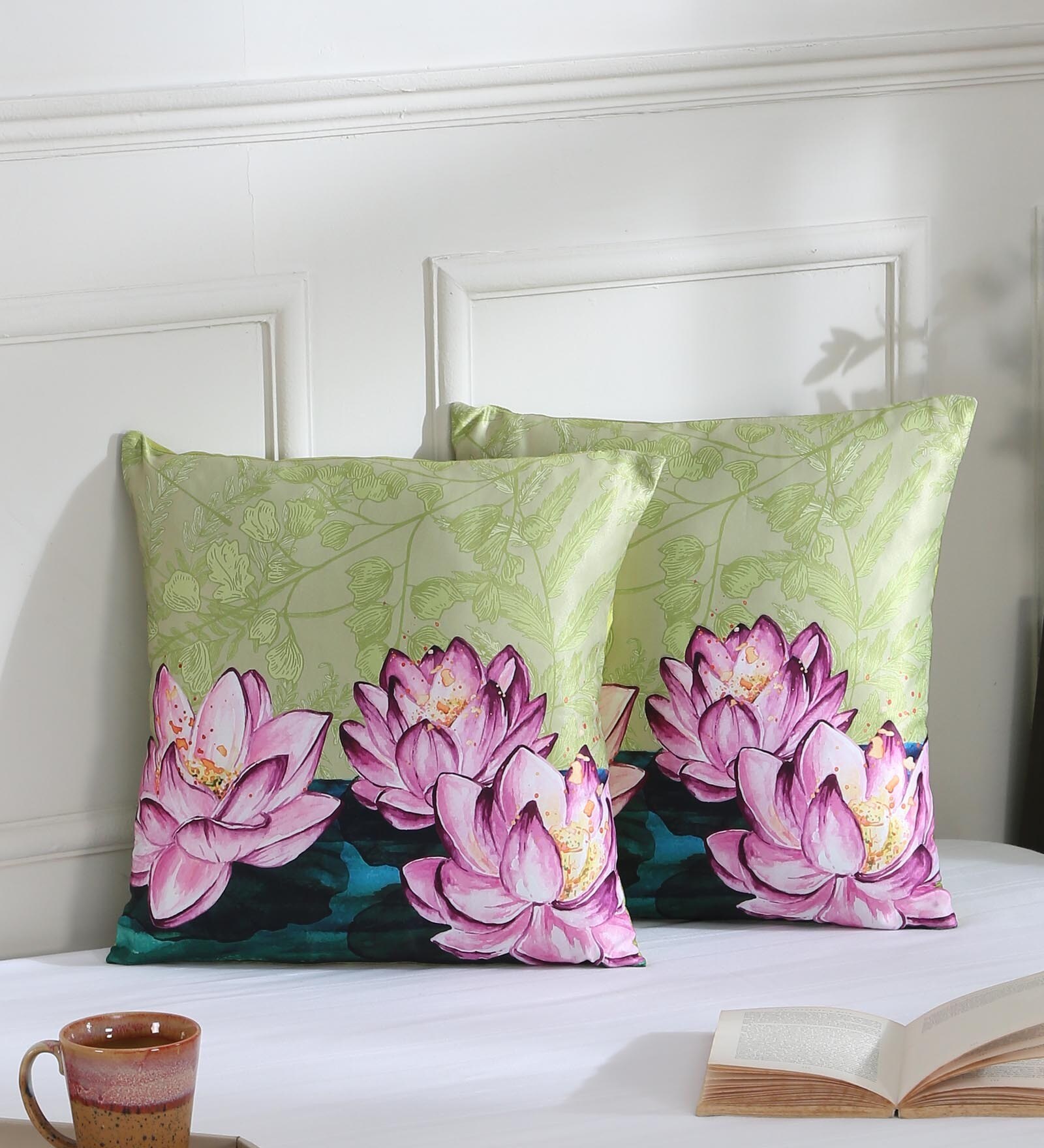 Multicolor Floral Polyester 16x16 Inch Cushion Cover (Set of 2)