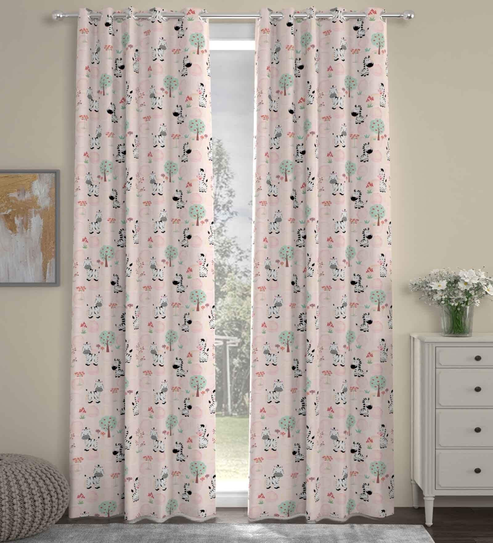 Multicolor Polyester Abstract 9ft Semisheer Eyelet (2 pc) Long Door Curtains