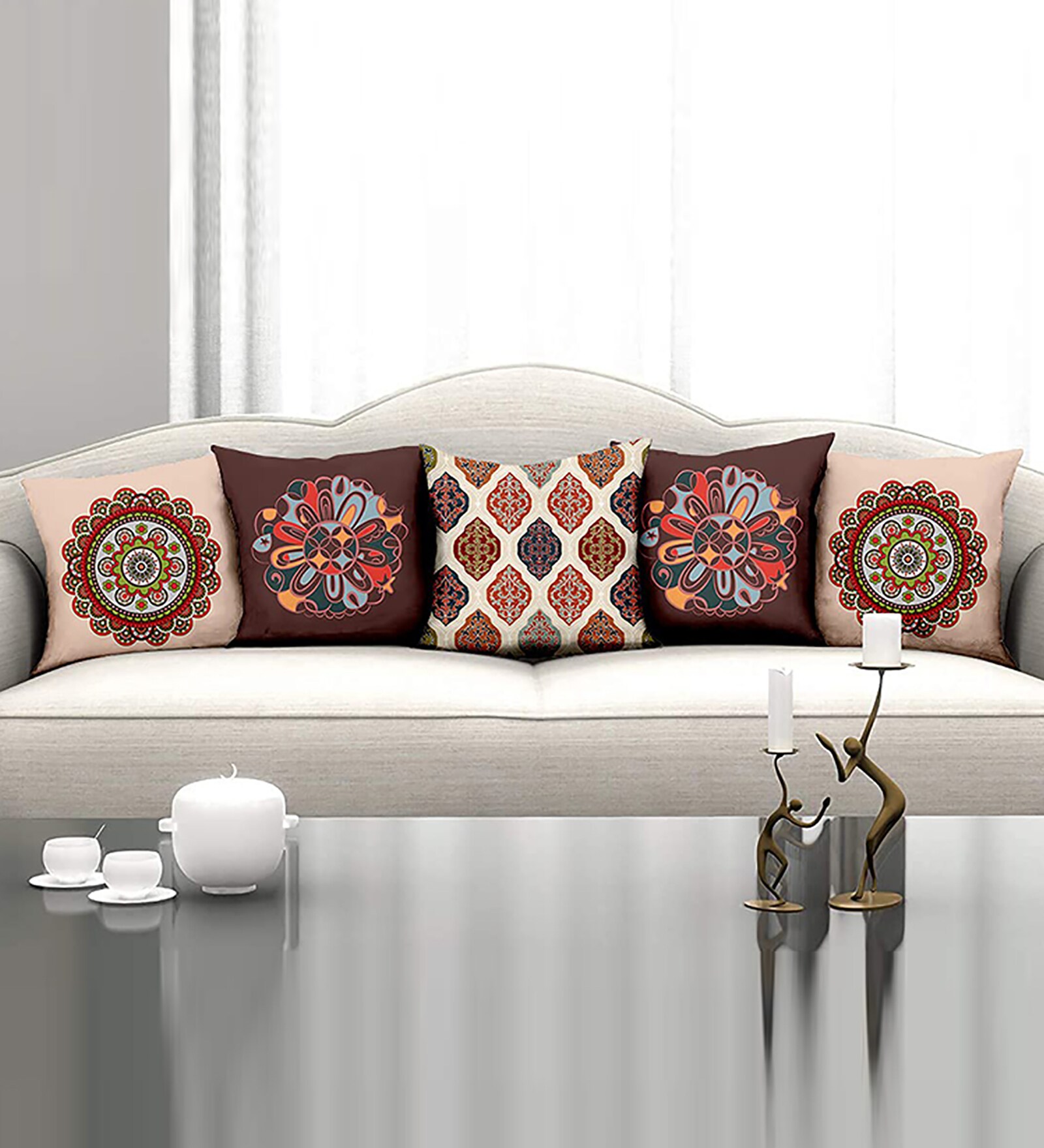 Multicolor Polyester Traditional 16x16 inches Cushion Covers (Pack of 5)