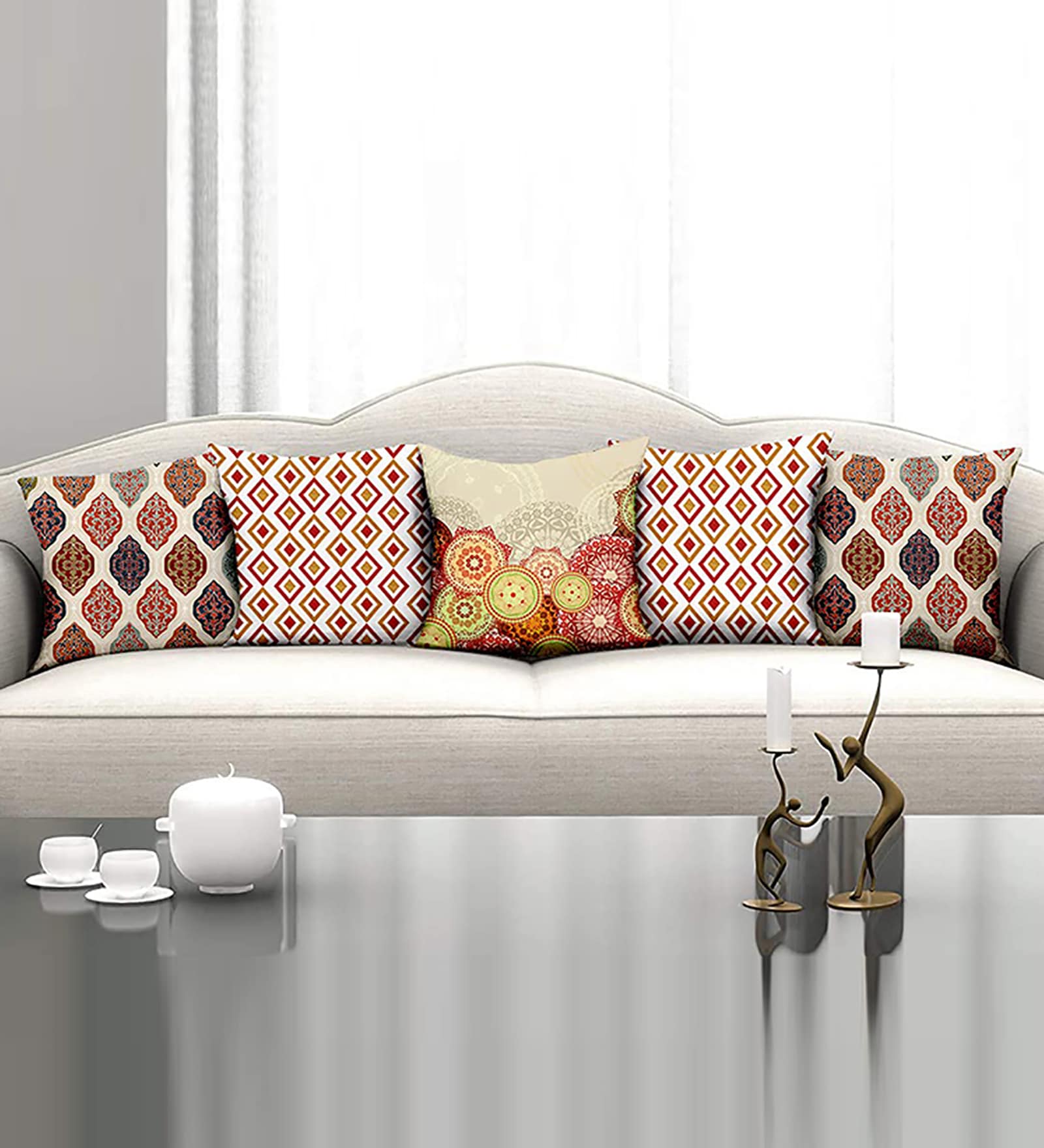 Multicolor Polyester Traditional 16x16 inches Cushion Covers (Pack of 5)