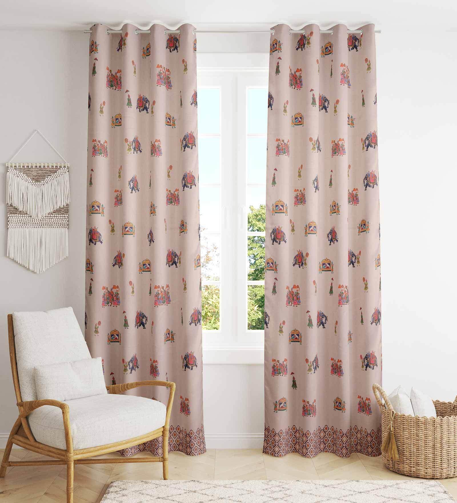 Beige Polyester Traditional 9 Ft Light Filtering Eyelet 1 Curtain