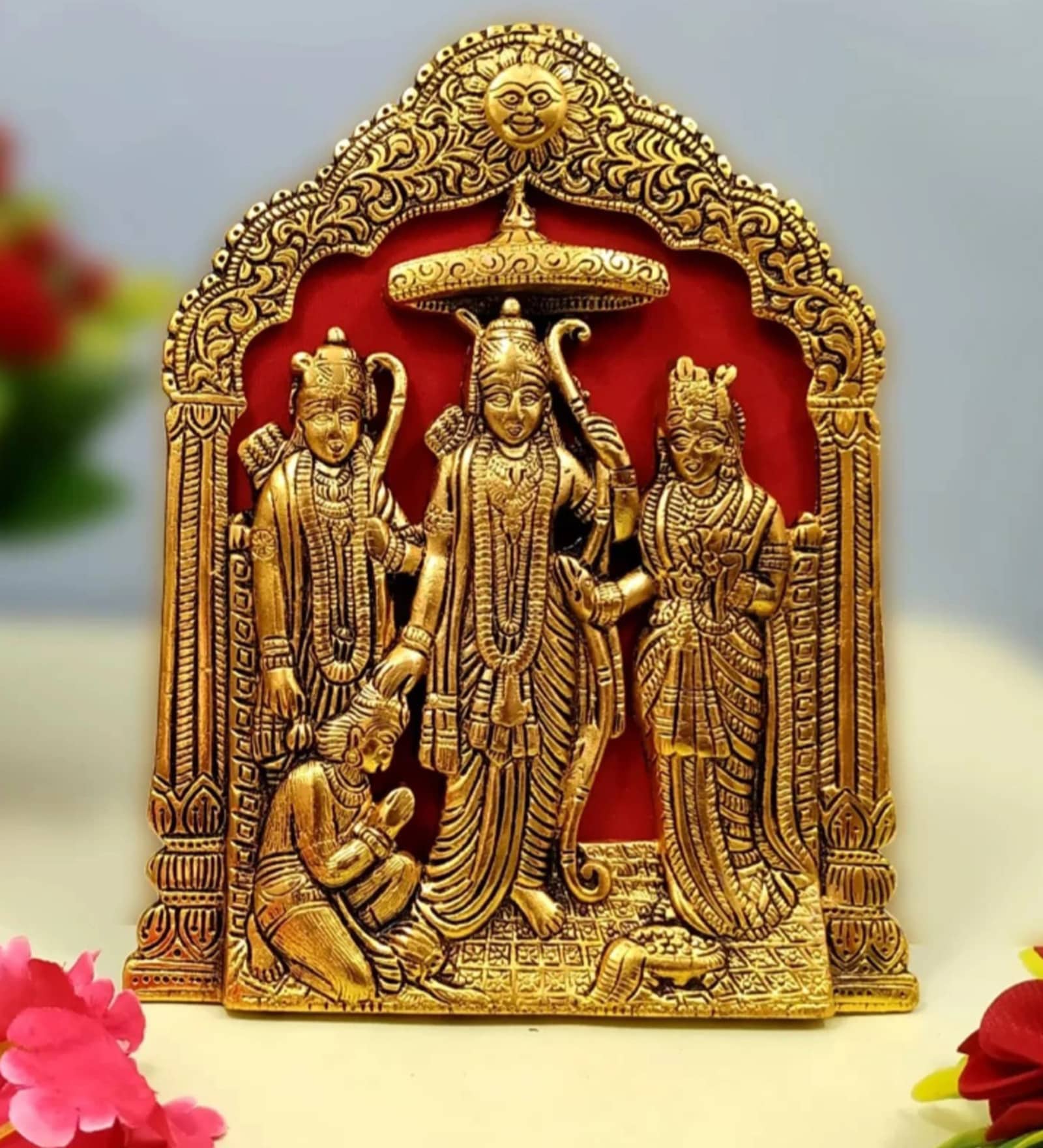 Multicolor Polyresin Lord Ram Darbar with Laxman Sita & Hanuman Frame Decorative Showpiece (21.5 cm)