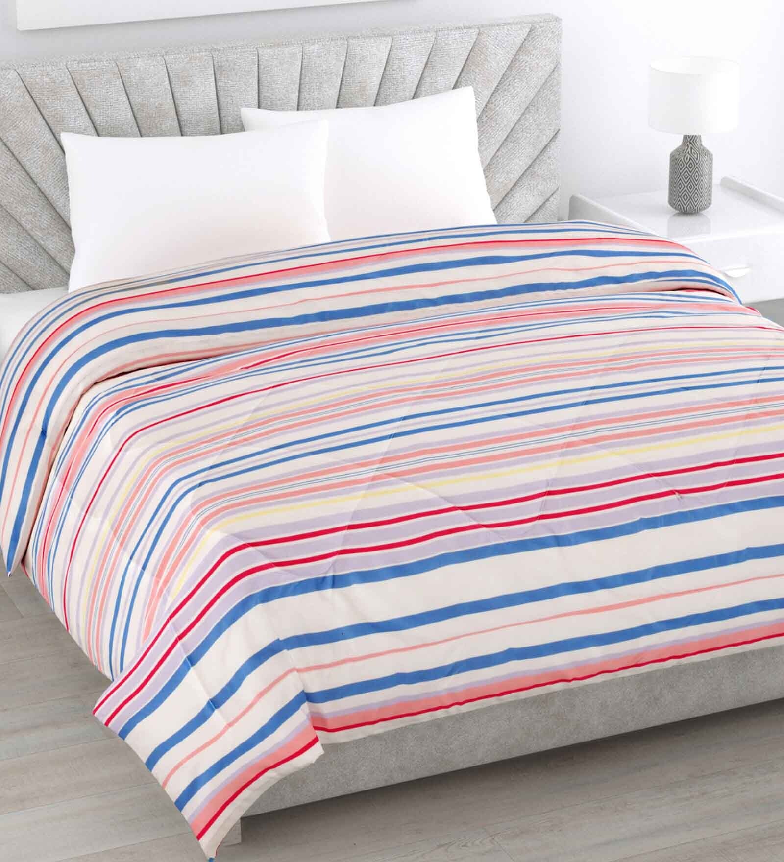Buy Multicolor Polyster Stripes 150 GSM Double Bed Comforter at 50 OFF