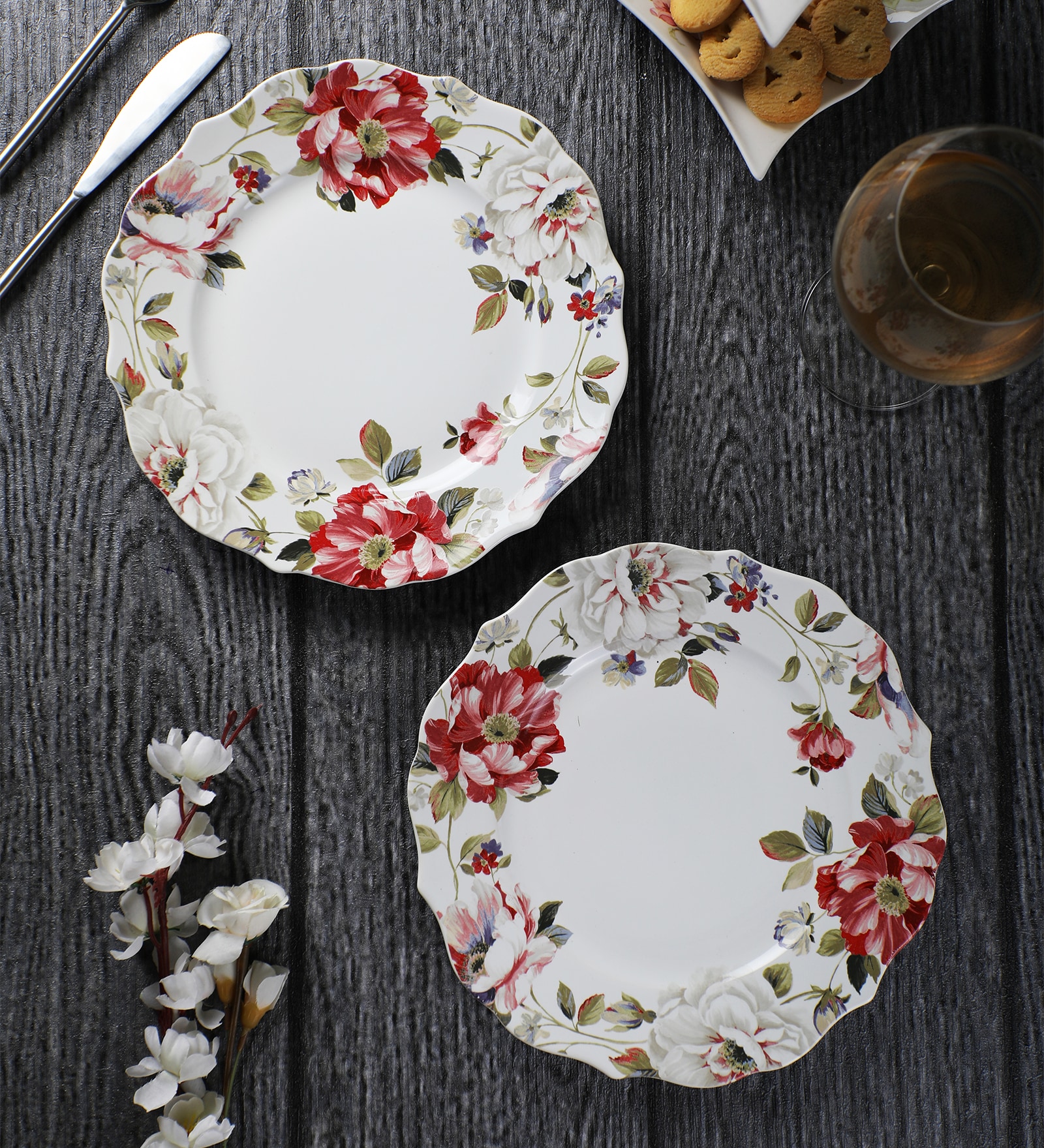 Multicolor Oriana Floral Ceramic Dinner Plates