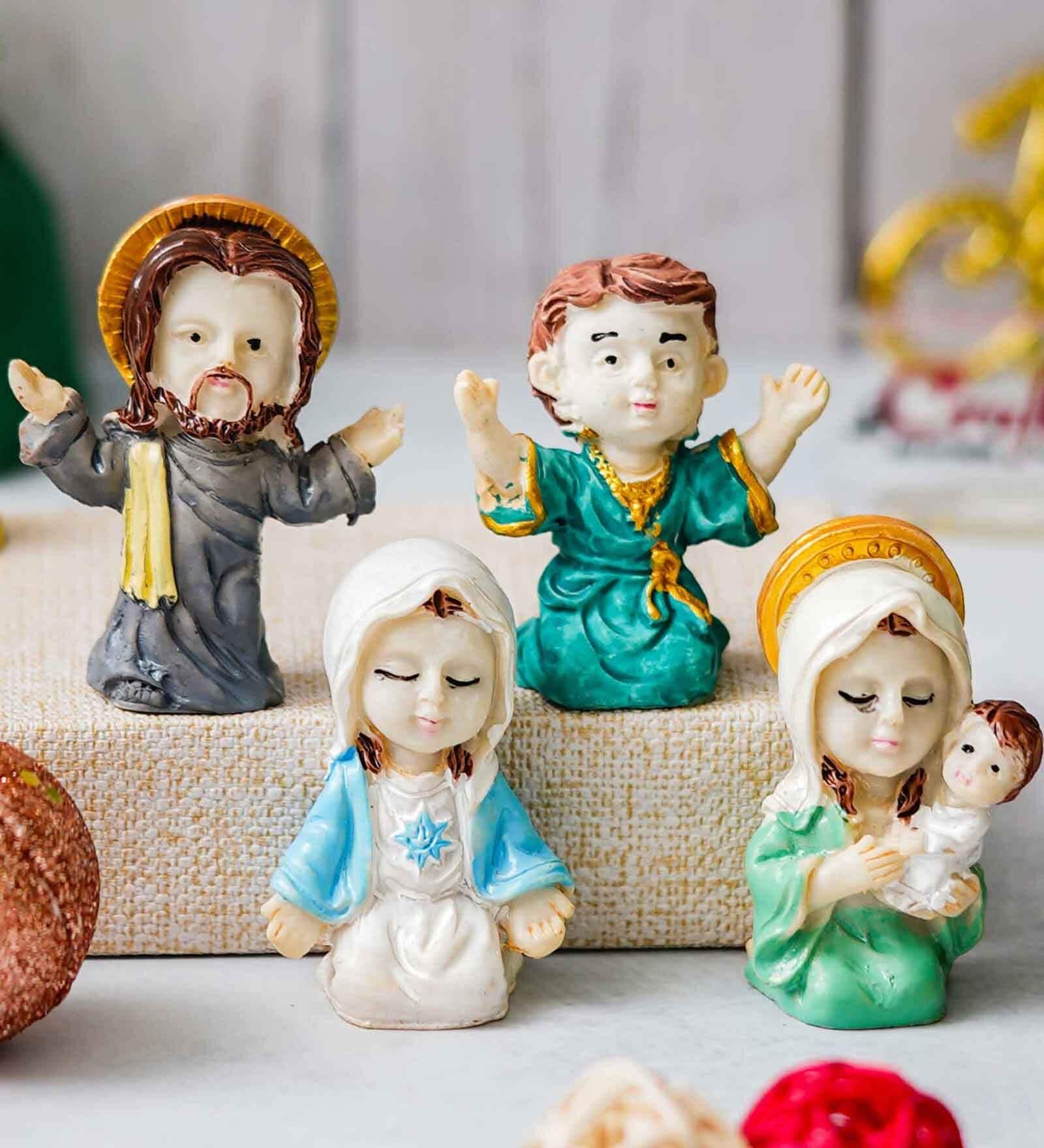 Multicolor Resin Christmas Nativity Crib Set (Set of 4)