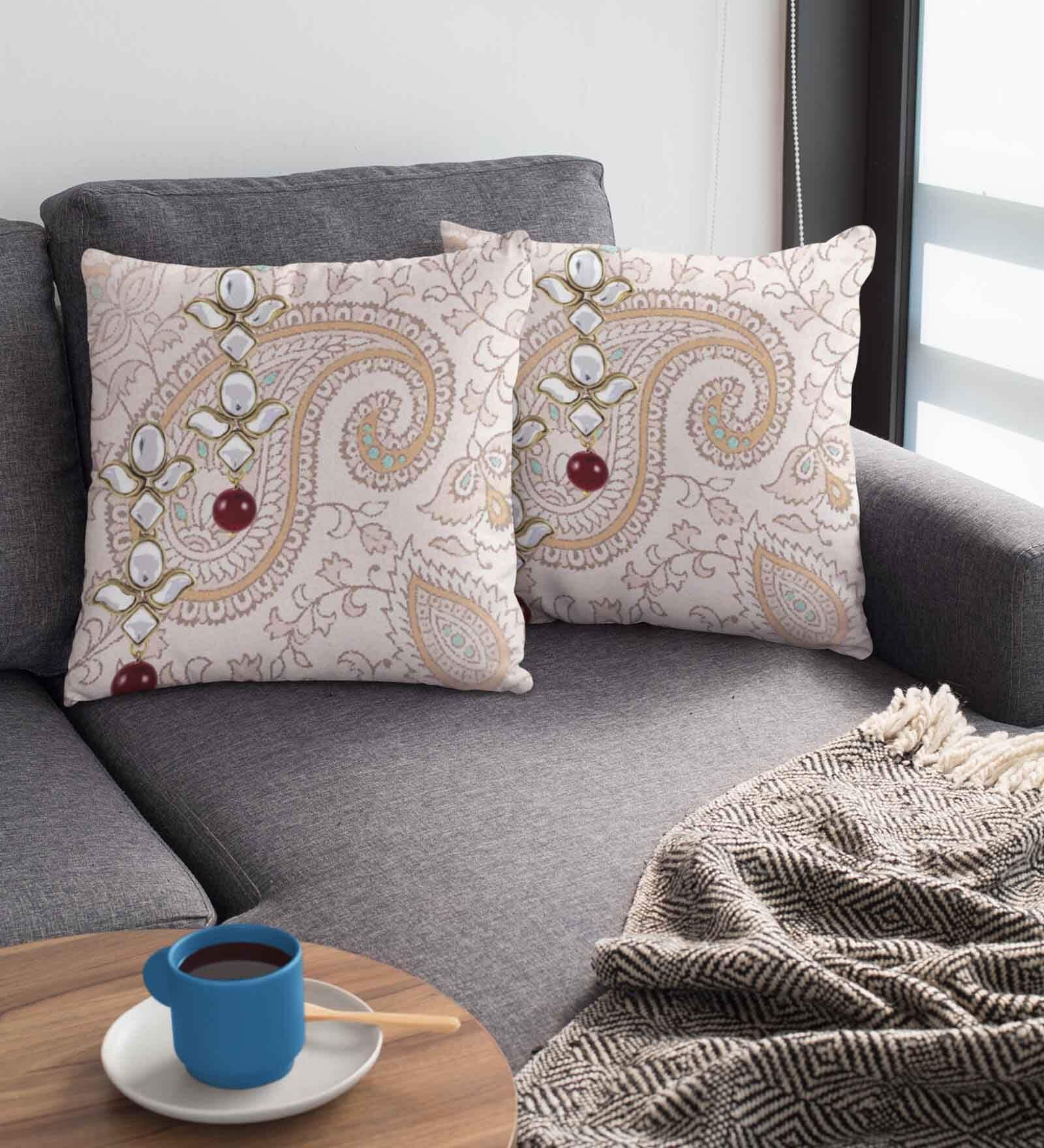 Multicolor Satin Abstract 16x16 inches Cushion Covers (Pack of 2)