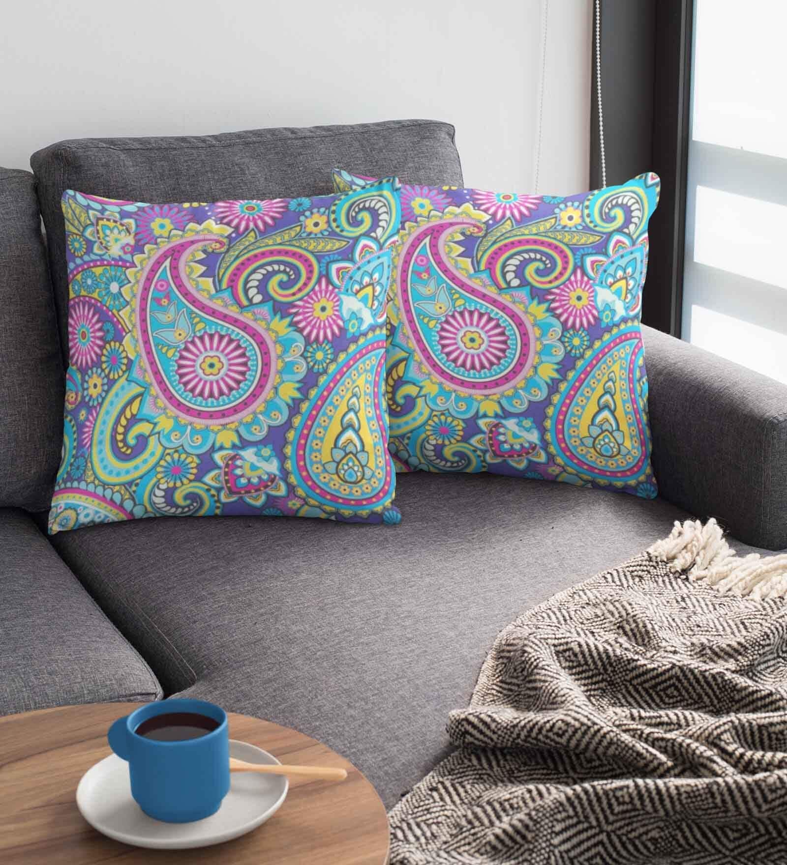 Multicolor Satin Geometrical 16x16 inches Cushion Covers (Pack of 2)