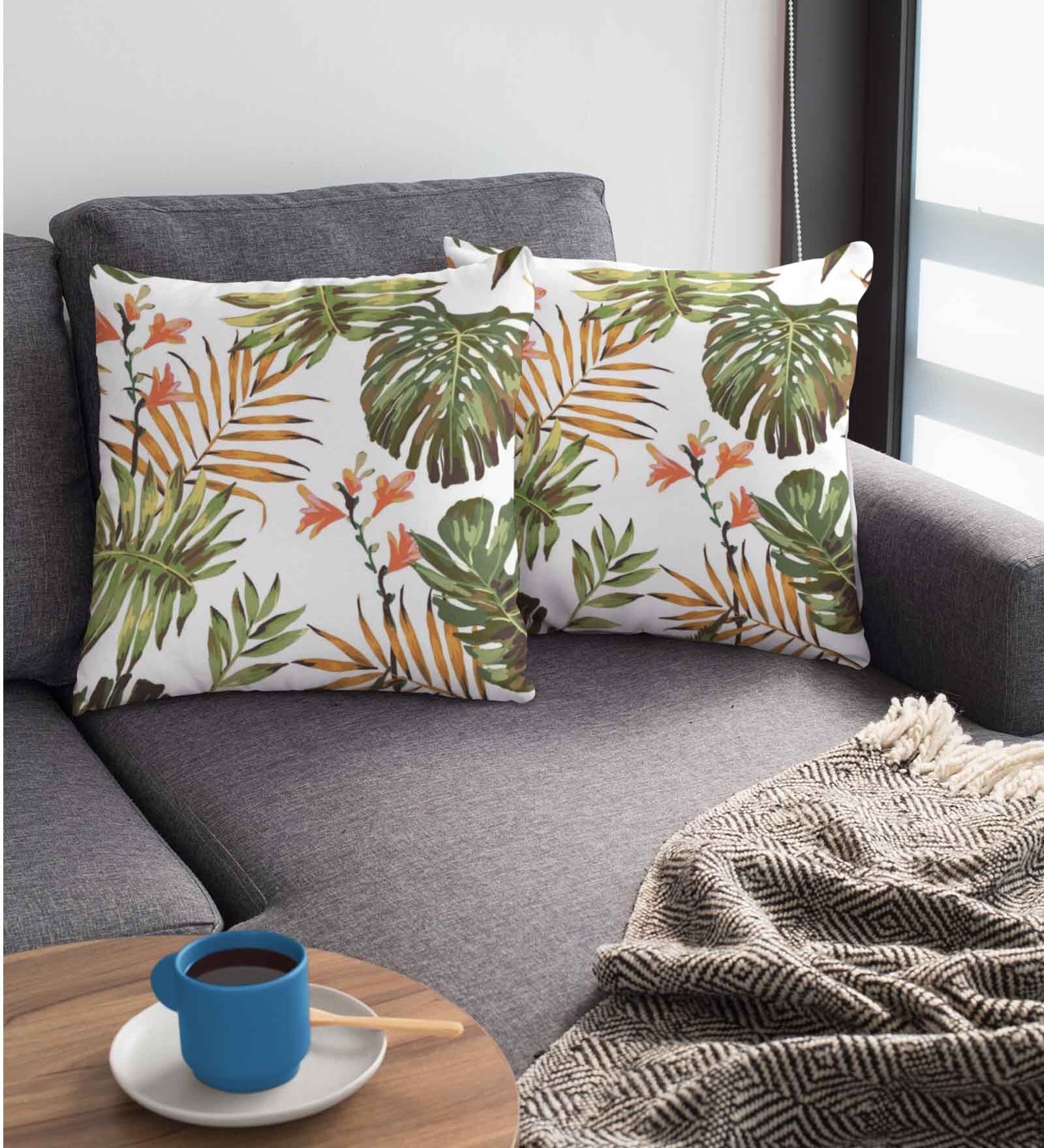 Multicolor Satin Floral 16x16 inches Cushion Covers (Pack of 2)