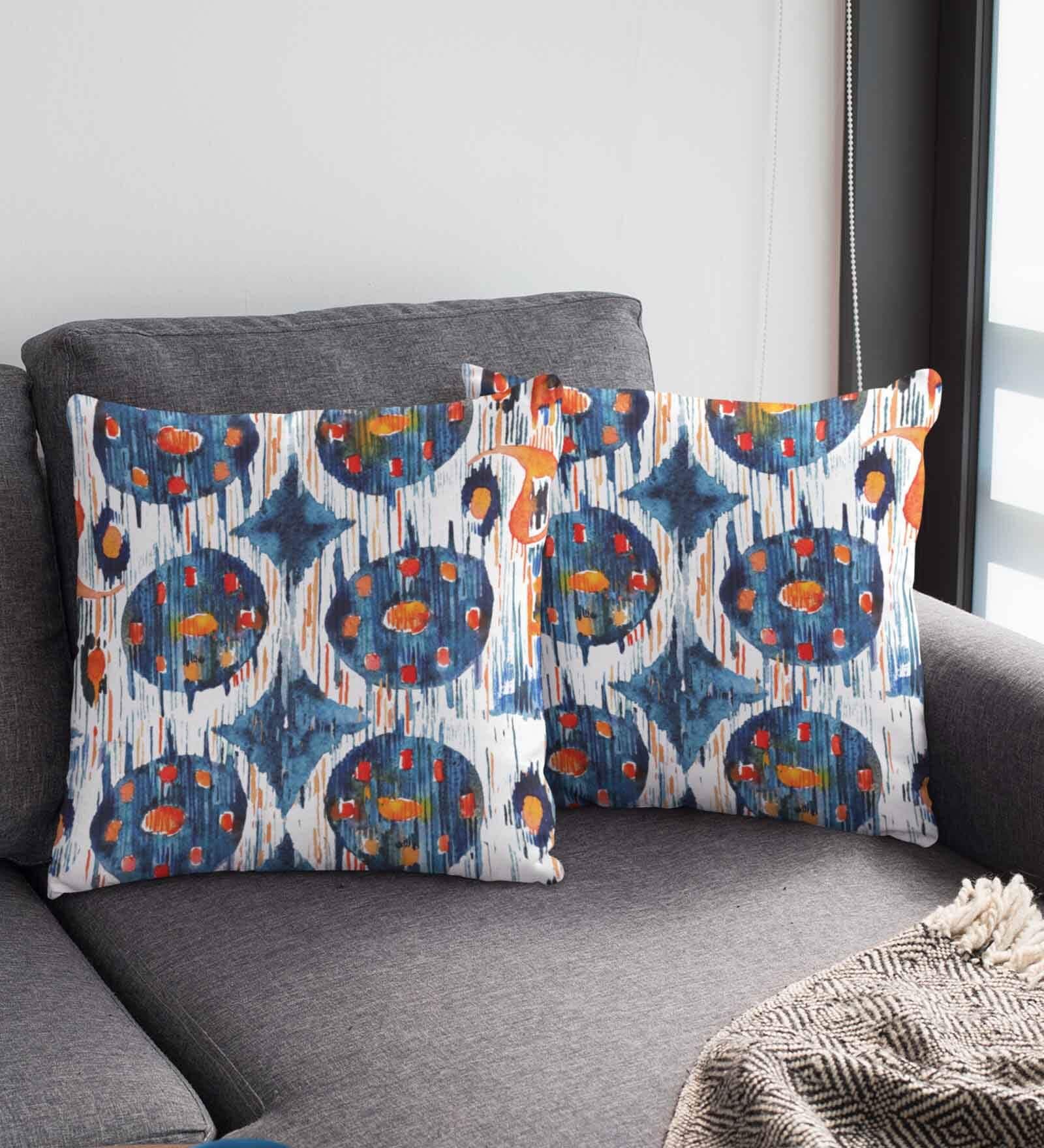 Multicolor Satin Abstract 16x16 inches Cushion Covers (Pack of 2)