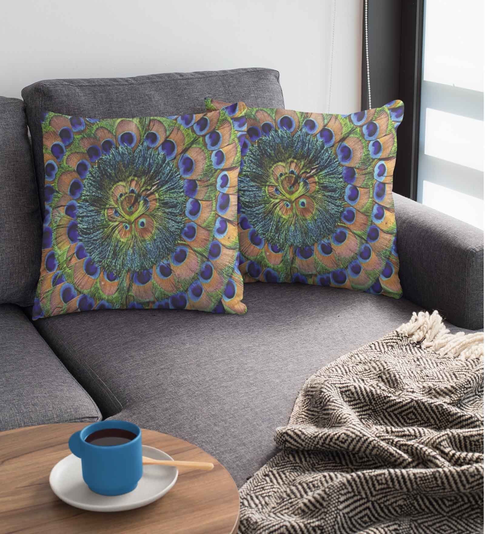 Multicolor Satin Ethnic motif 16x16 inches Cushion Covers (Pack of 2)