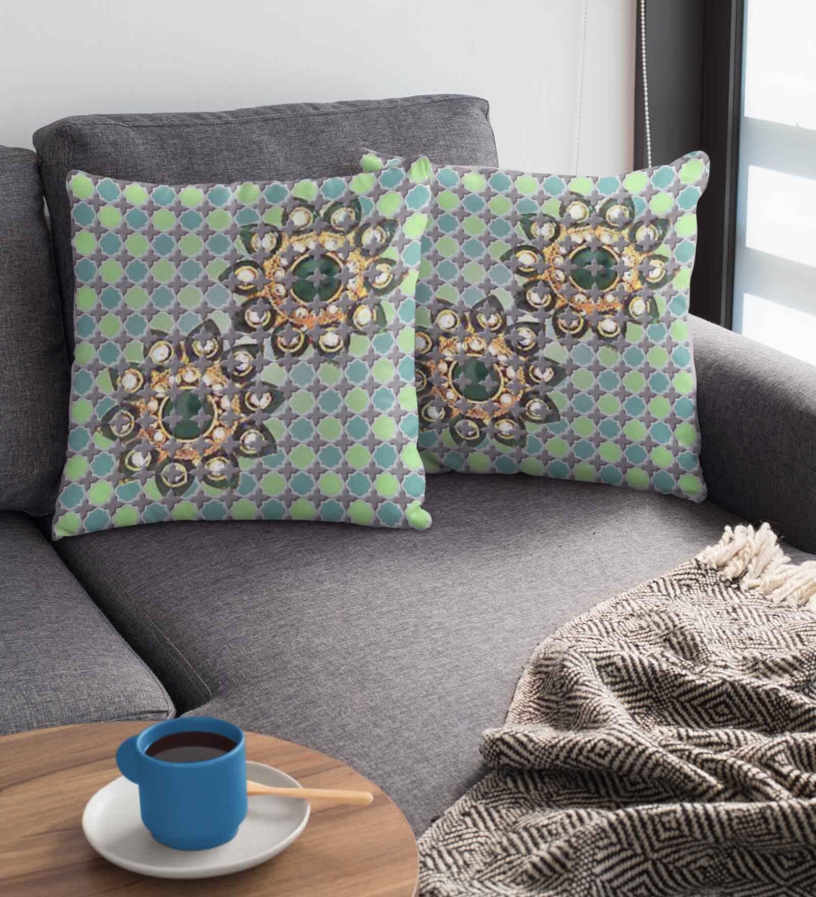 Multicolor Satin Ethnic motif 16x16 inches Cushion Covers (Pack of 2)