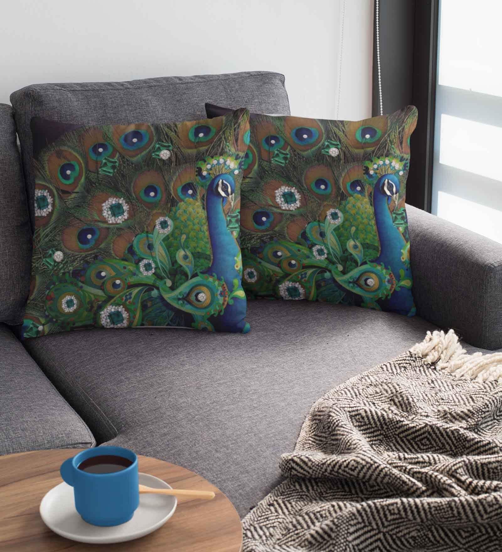Multicolor Satin Ethnic motif 16x16 inches Cushion Covers (Pack of 2)