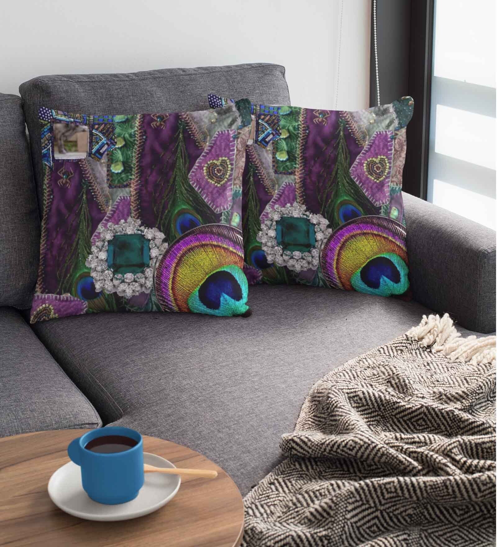Multicolor Satin Ethnic motif 16x16 inches Cushion Covers (Pack of 2)