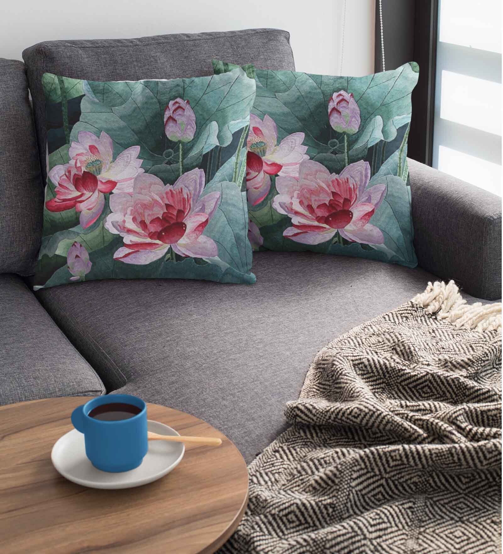 Multicolor Satin Floral 16x16 inches Cushion Covers (Pack of 2)