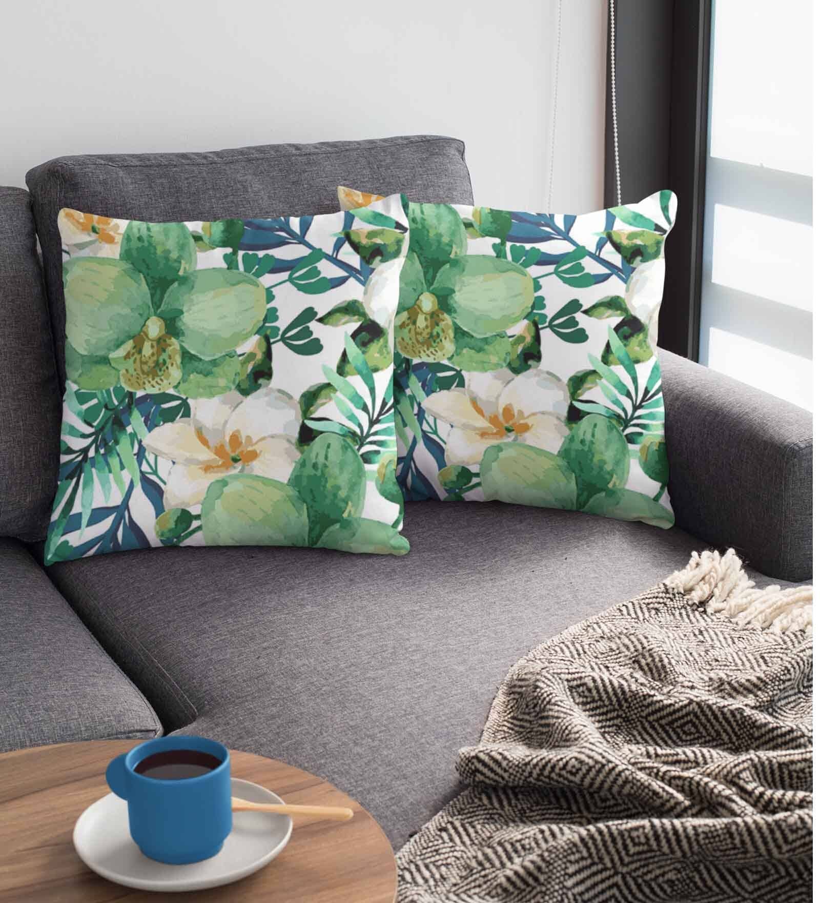 Multicolor Satin Floral 16x16 inches Cushion Covers (Pack of 2)