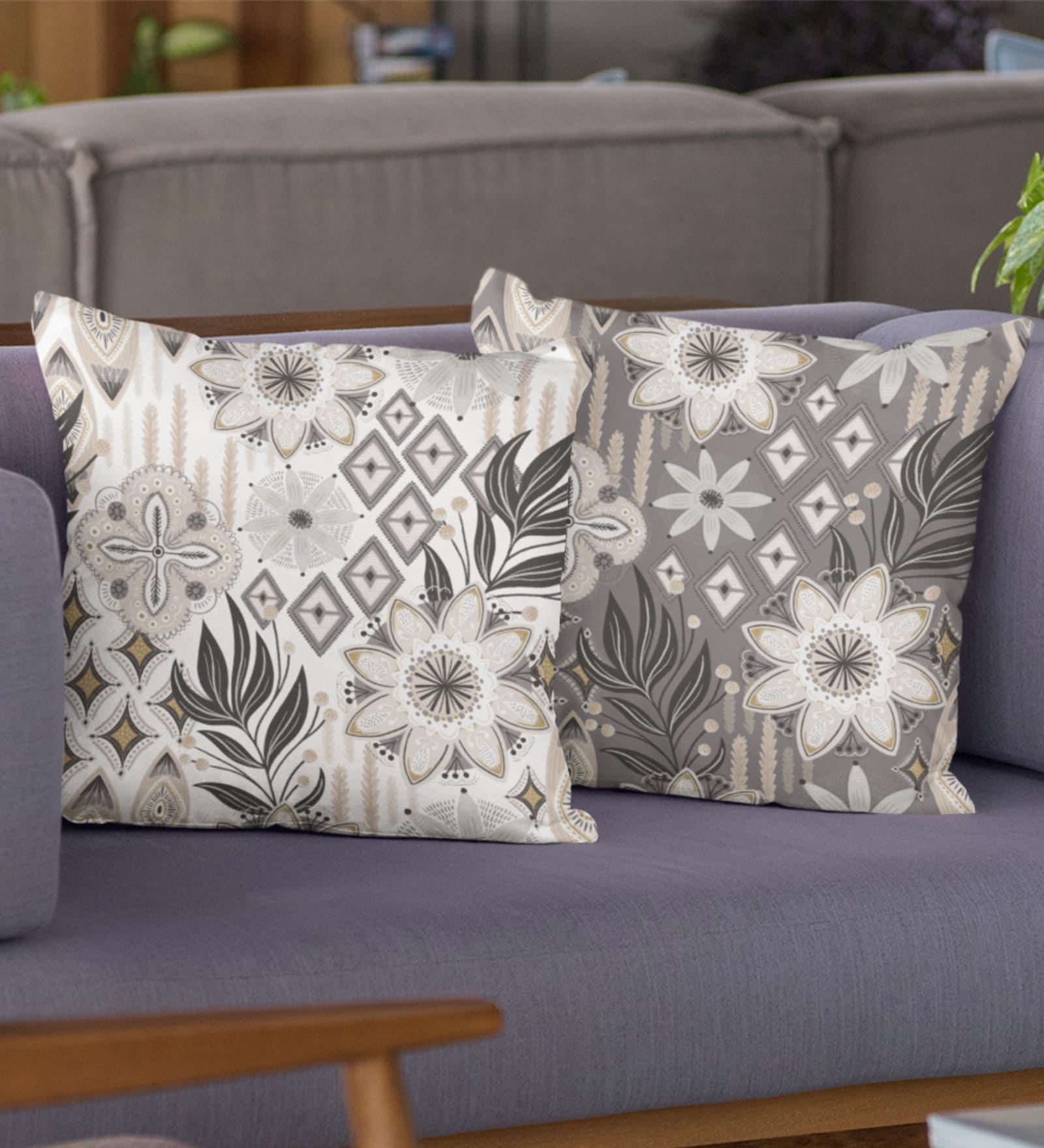 Multicolor Satin Floral 16x16 inches Cushion Covers (Pack of 2)
