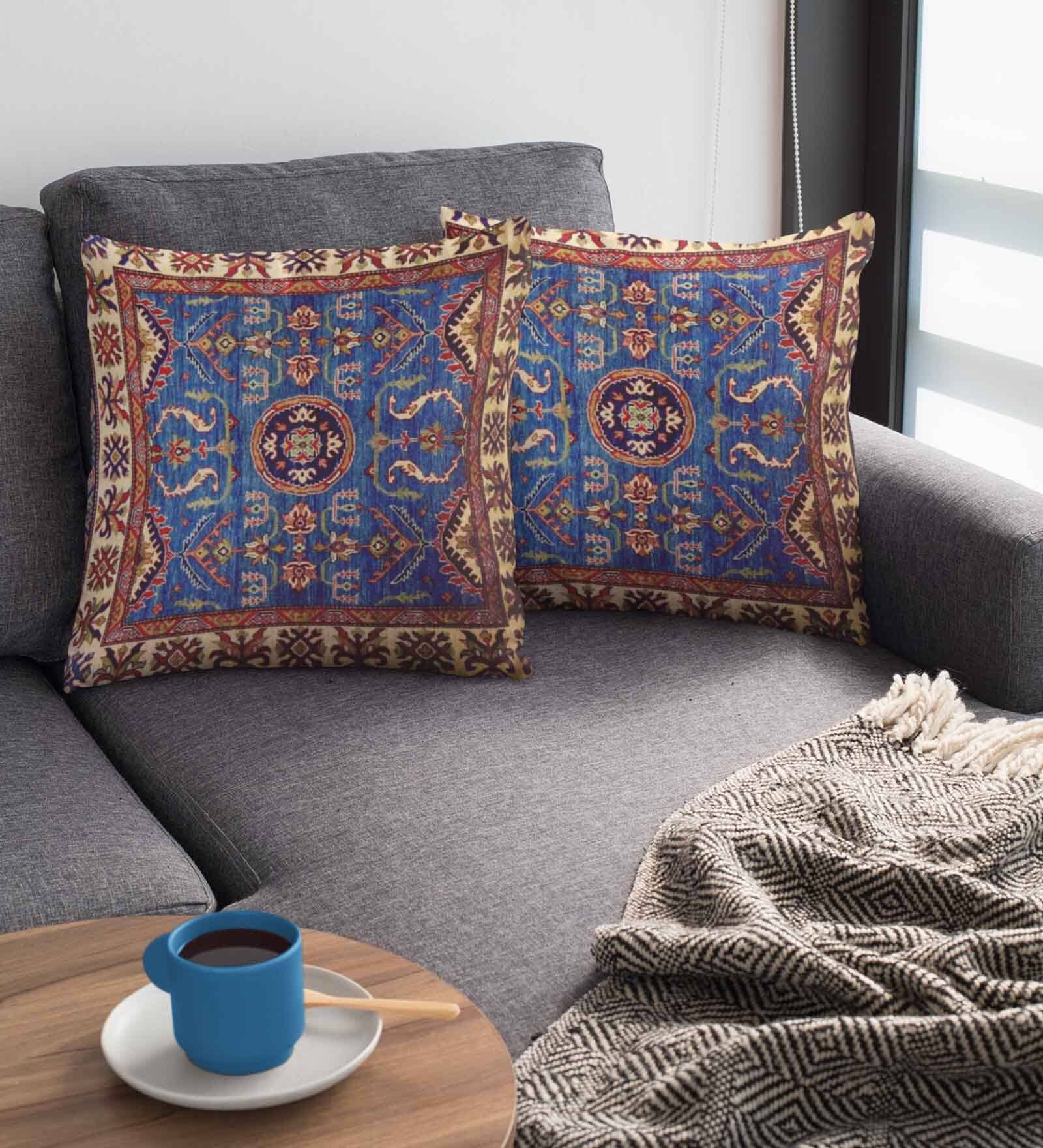 Multicolor Satin Floral 16x16 inches Cushion Covers (Pack of 2)