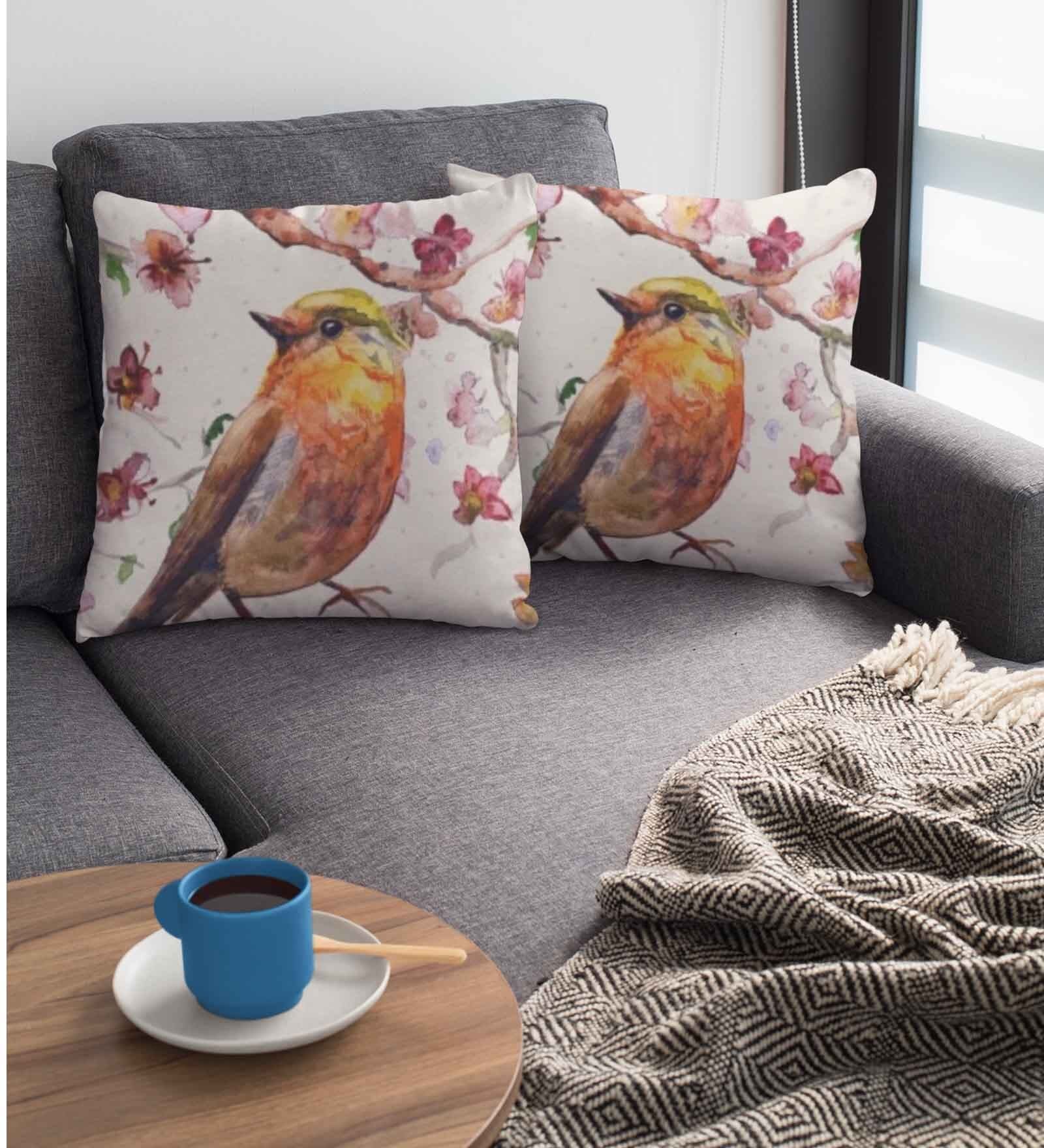 Multicolor Satin Floral 16x16 inches Cushion Covers (Pack of 2)