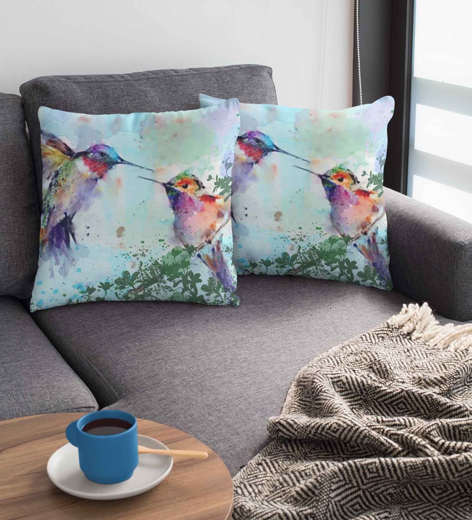 Multicolor Satin Floral 16x16 inches Cushion Covers (Pack of 2)