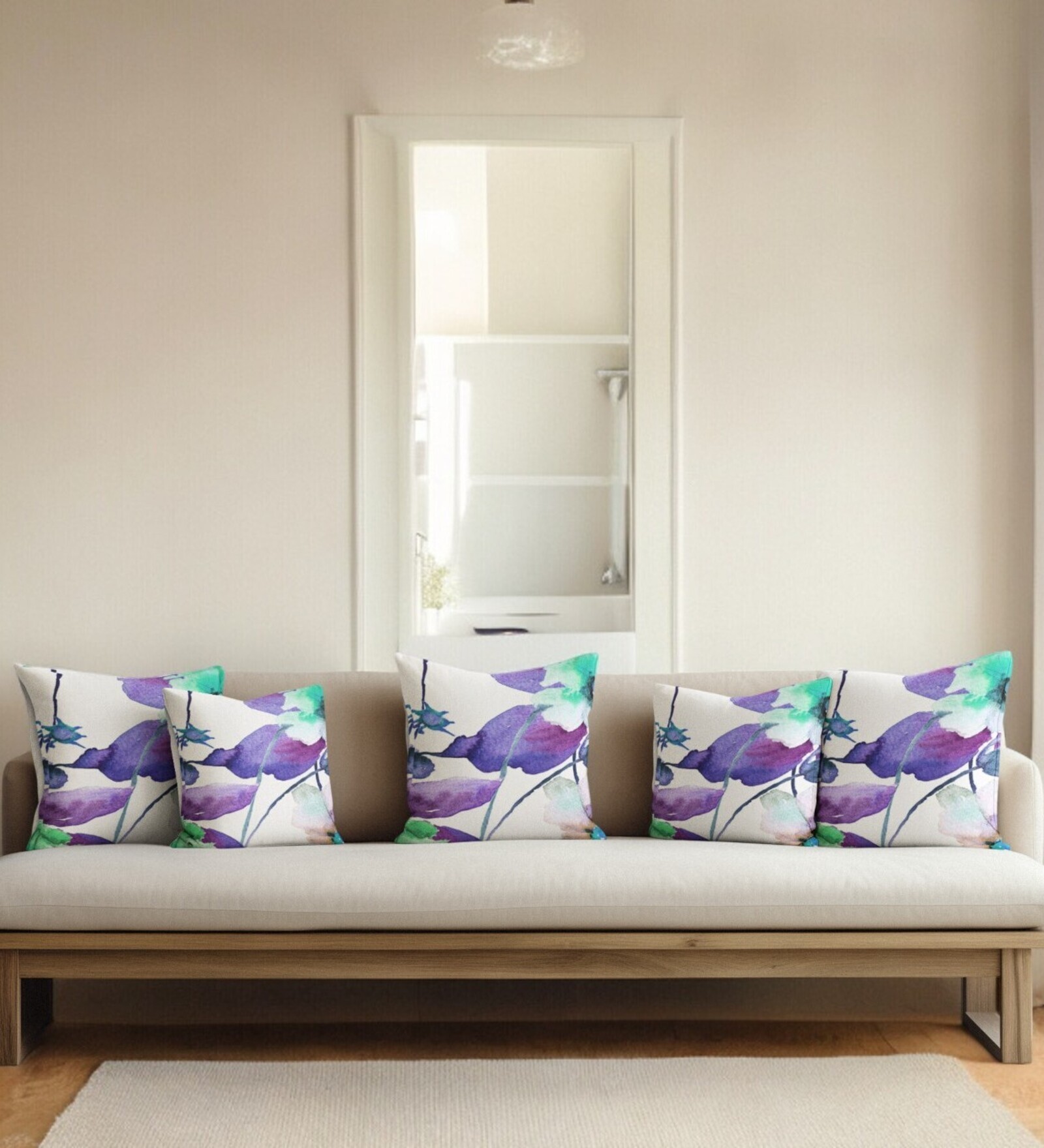 Multicolor Satin Floral 16x16 inches Cushion Covers (Pack of 5)