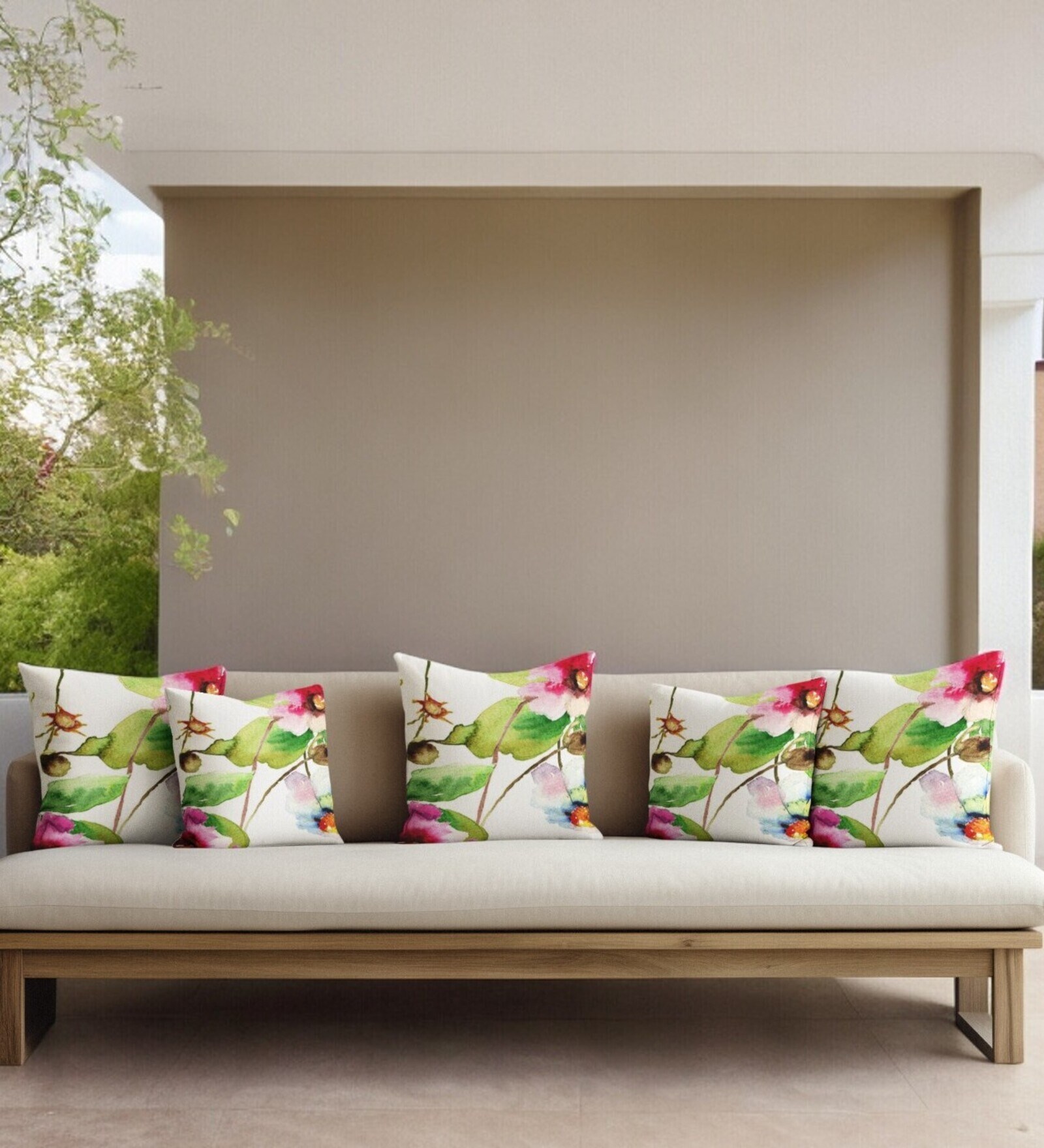 Multicolor Satin Floral 16x16 inches Cushion Covers (Pack of 5)