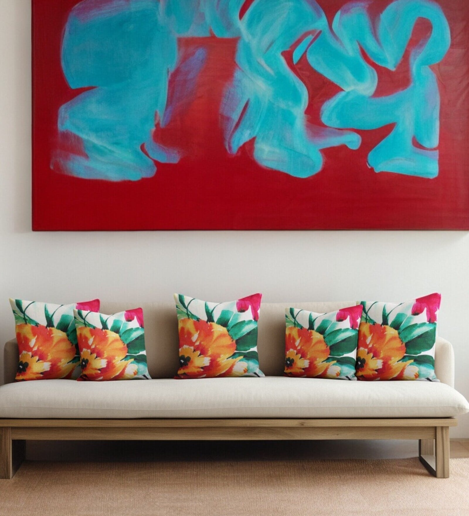 Multicolor Satin Floral 16x16 inches Cushion Covers (Pack of 5)