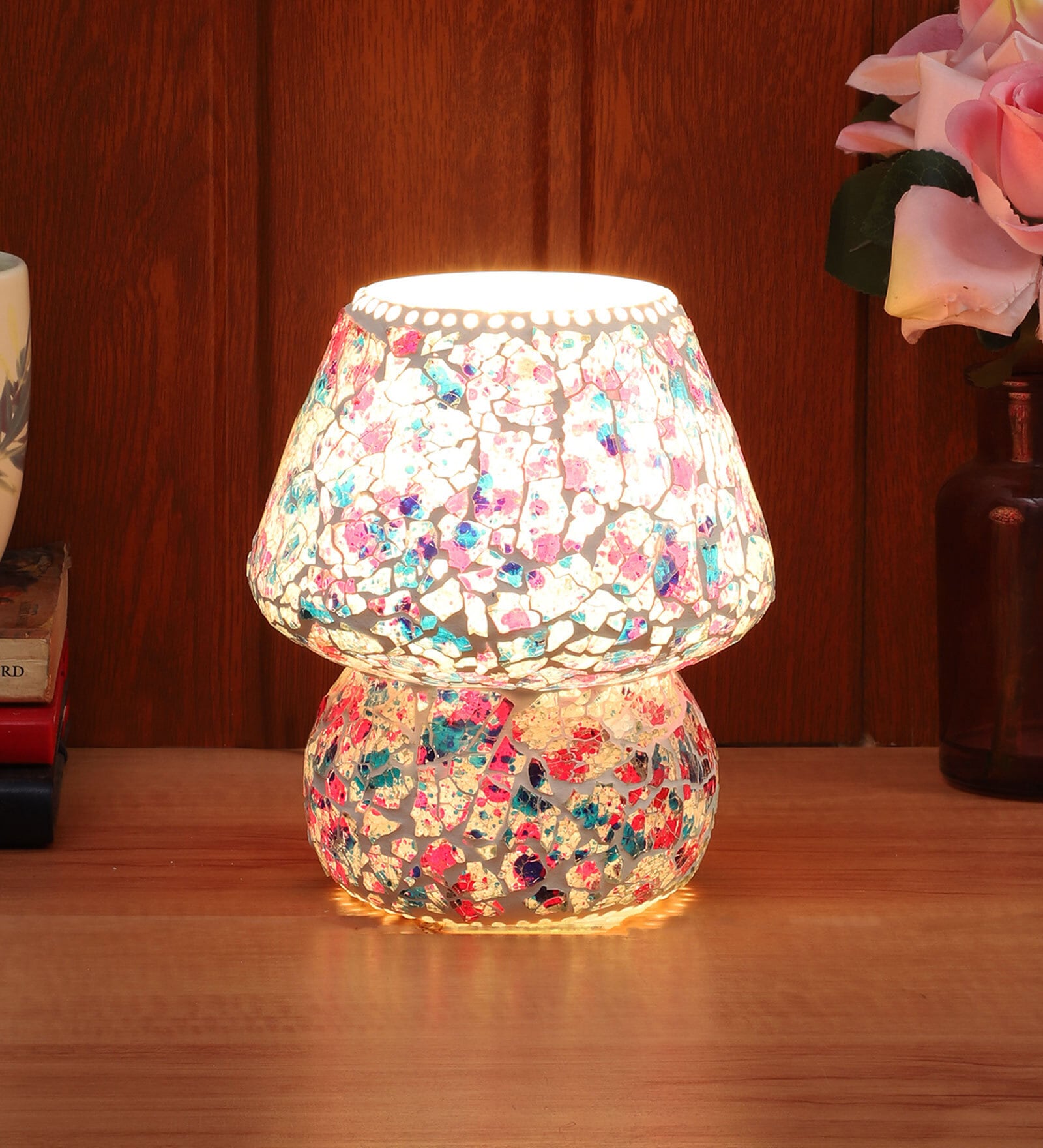 Tokyo Multicolour Glass Shade Table Lamp With Glass Base