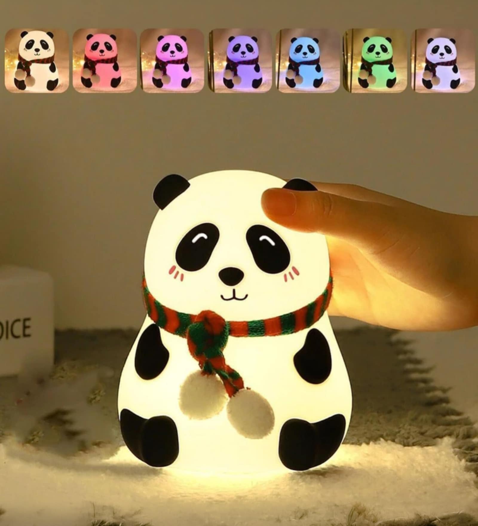 Multicolor Silicone USB Rechargeable Cute Panda Night Light Lamp (13.6 cm)