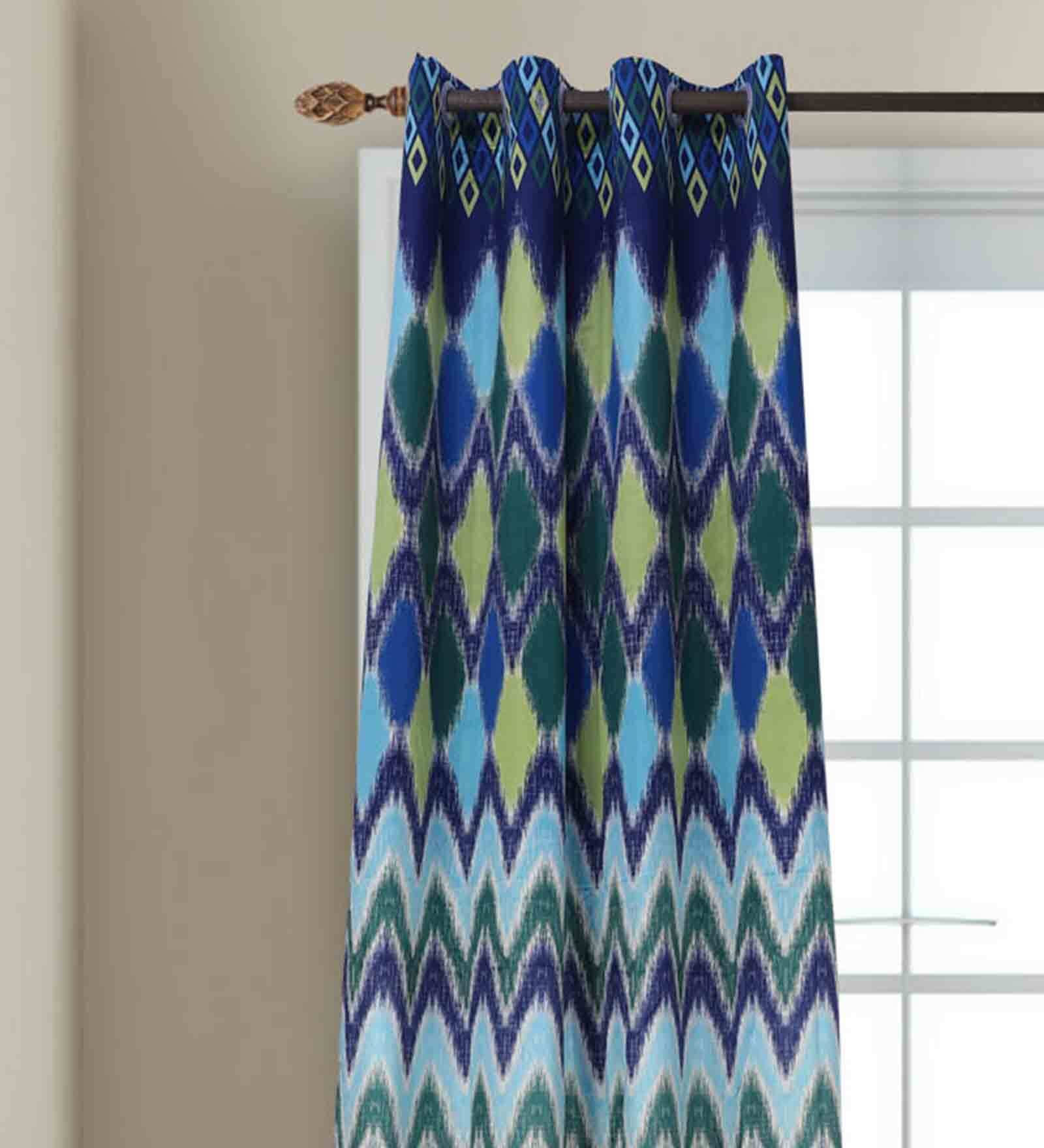 Multicolor Silk Solid 7 Ft Blackout Eyelet 2 Curtain