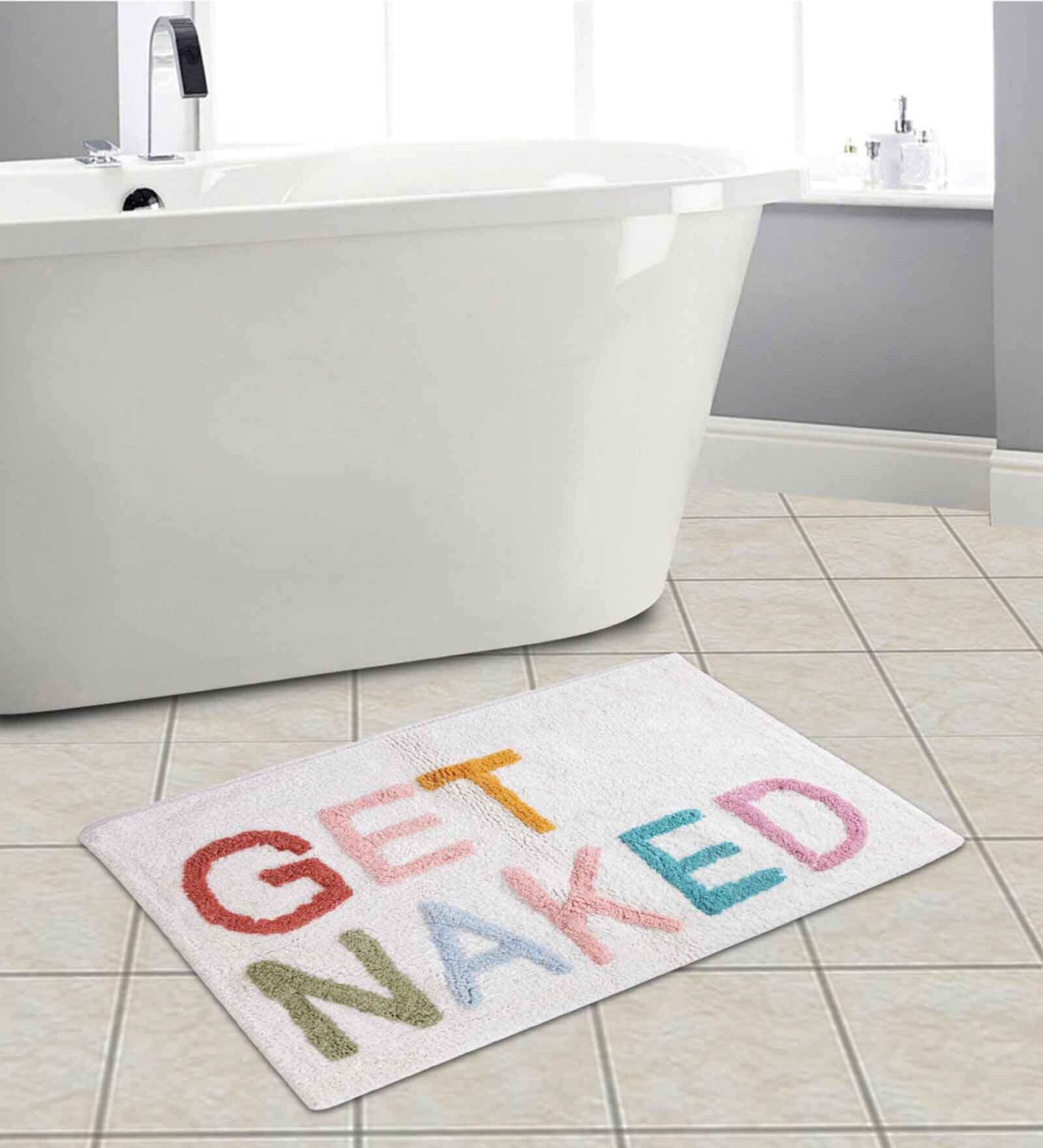 Buy Multicolor Slogan Cotton 20x30 Inches AntiSkid Bath Mat By Eyda at