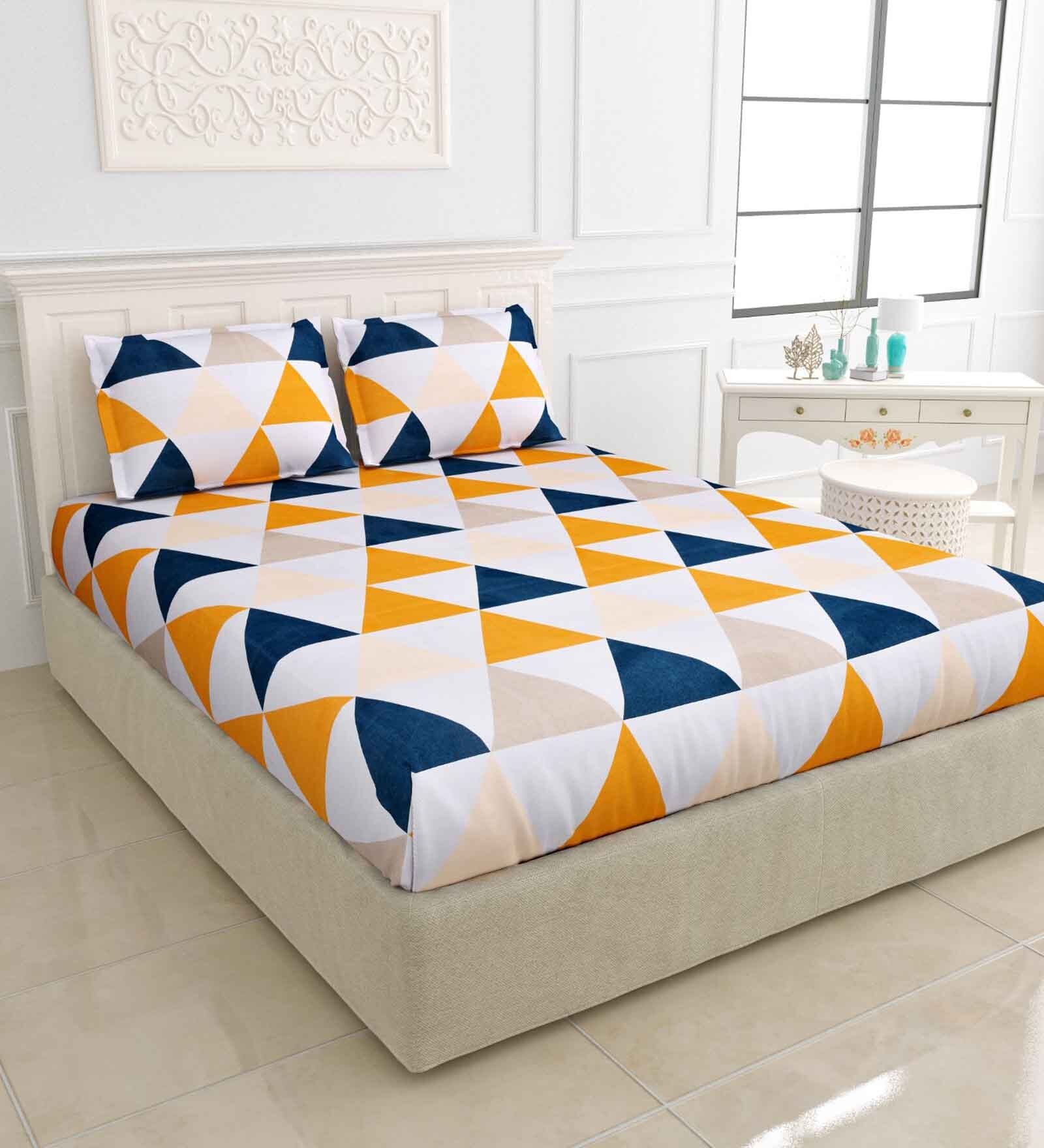 Multicolor Solid 150 TC Cotton Double Bedsheet With 2 Pillow Covers  Collection