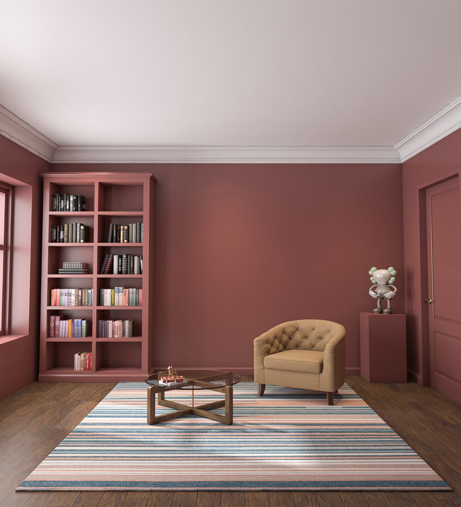 Multicolor Striped Wool 6 ft X 9 ft Hand Woven Dhurrie