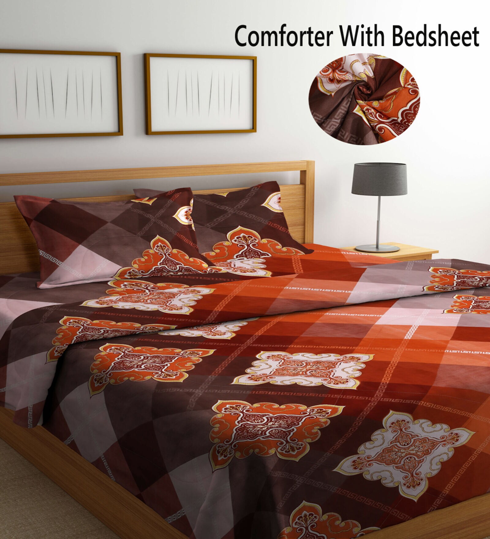 Buy Multicolor Traditional 210 TC Poly Cotton (Set of 4) Double Bed