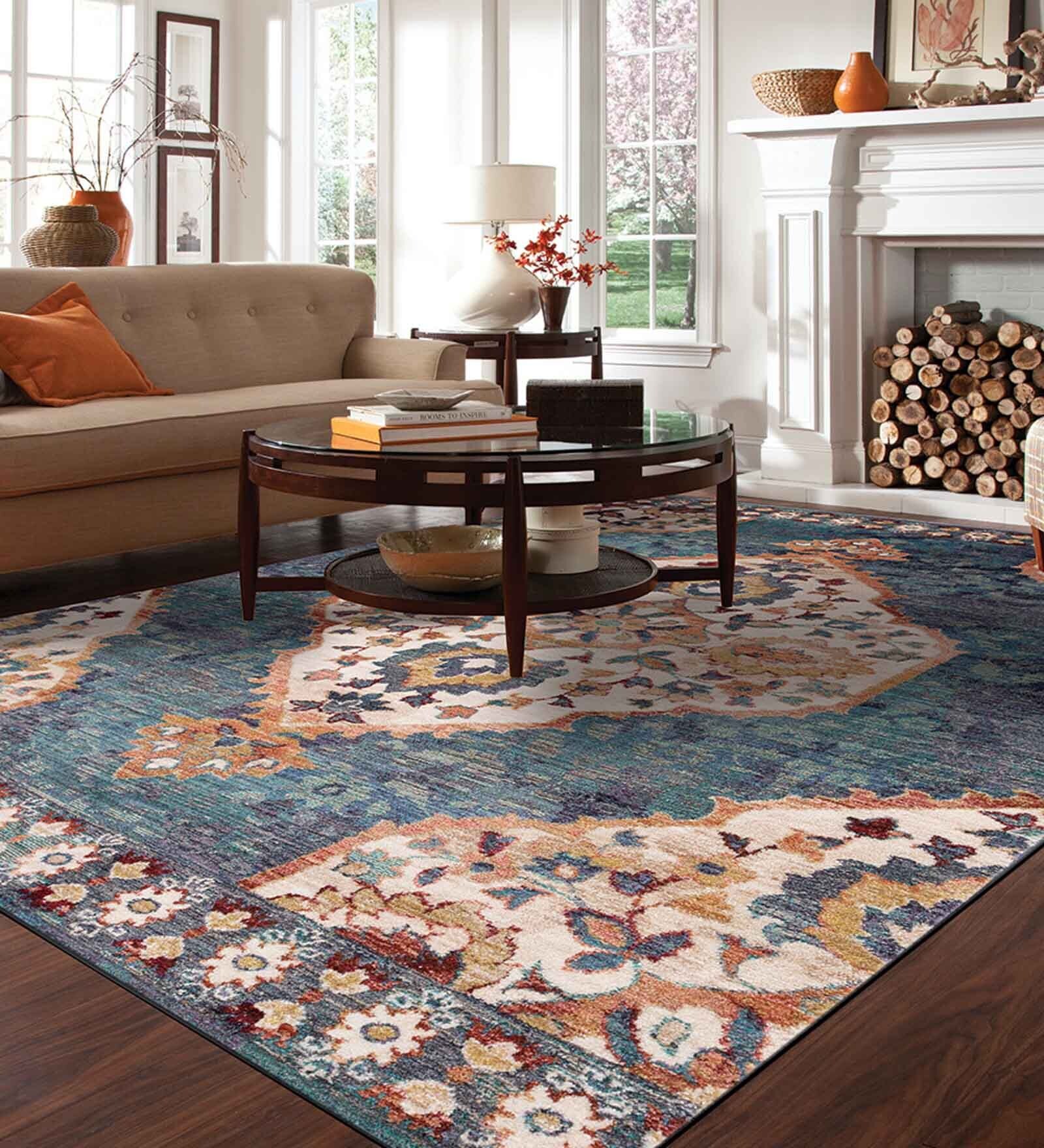 Multicolor Traditional Polypropylene 3 ft x 5 ft Machine Made Carpet